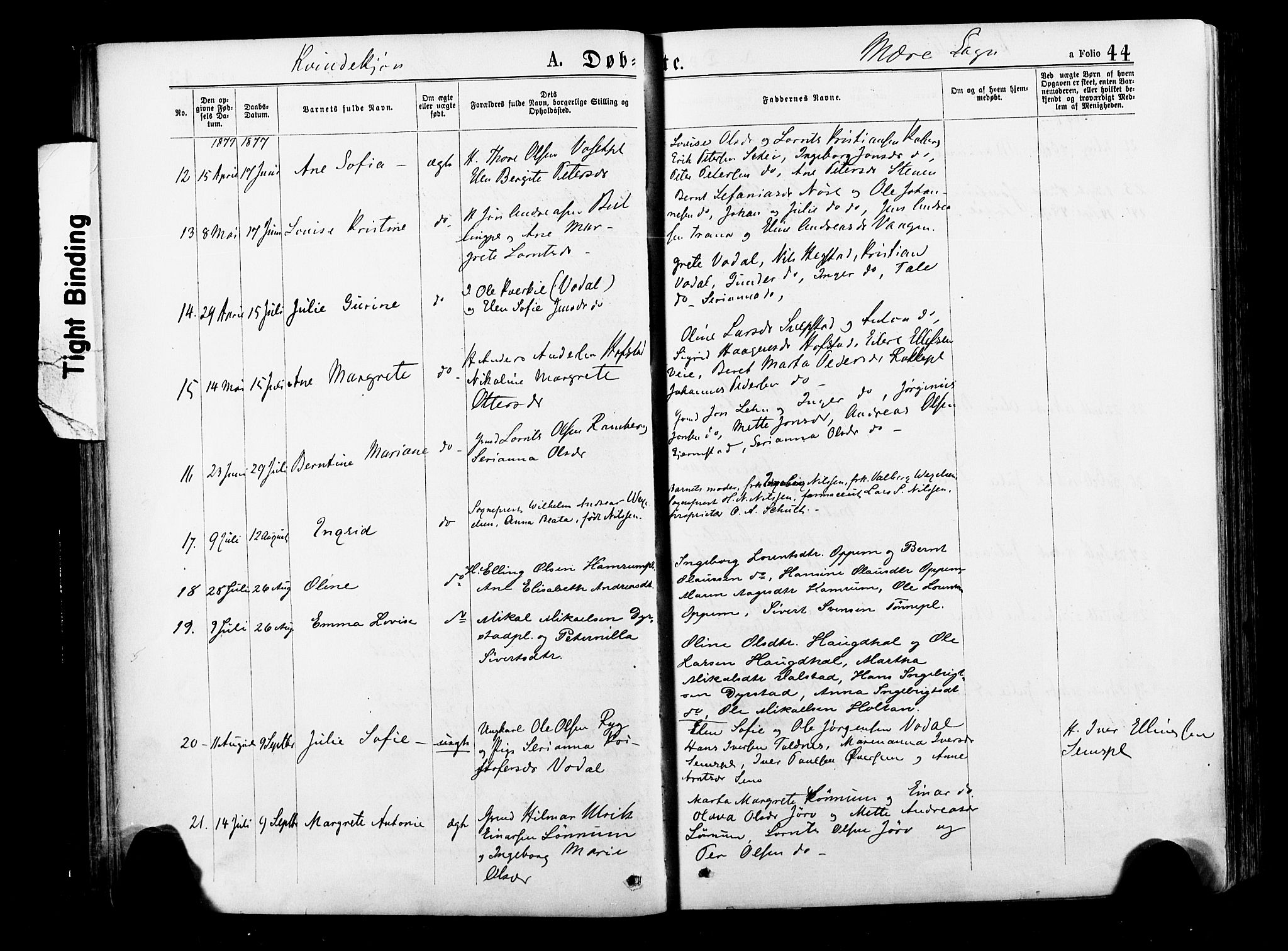 Ministerialprotokoller, klokkerbøker og fødselsregistre - Nord-Trøndelag, SAT/A-1458/735/L0348: Parish register (official) no. 735A09 /1, 1873-1883, p. 44