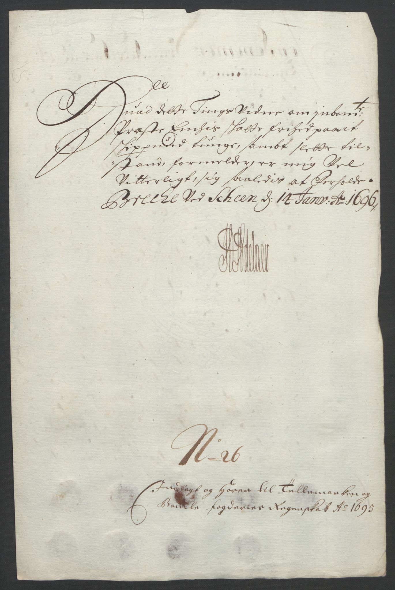 Rentekammeret inntil 1814, Reviderte regnskaper, Fogderegnskap, AV/RA-EA-4092/R36/L2093: Fogderegnskap Øvre og Nedre Telemark og Bamble, 1695, p. 486