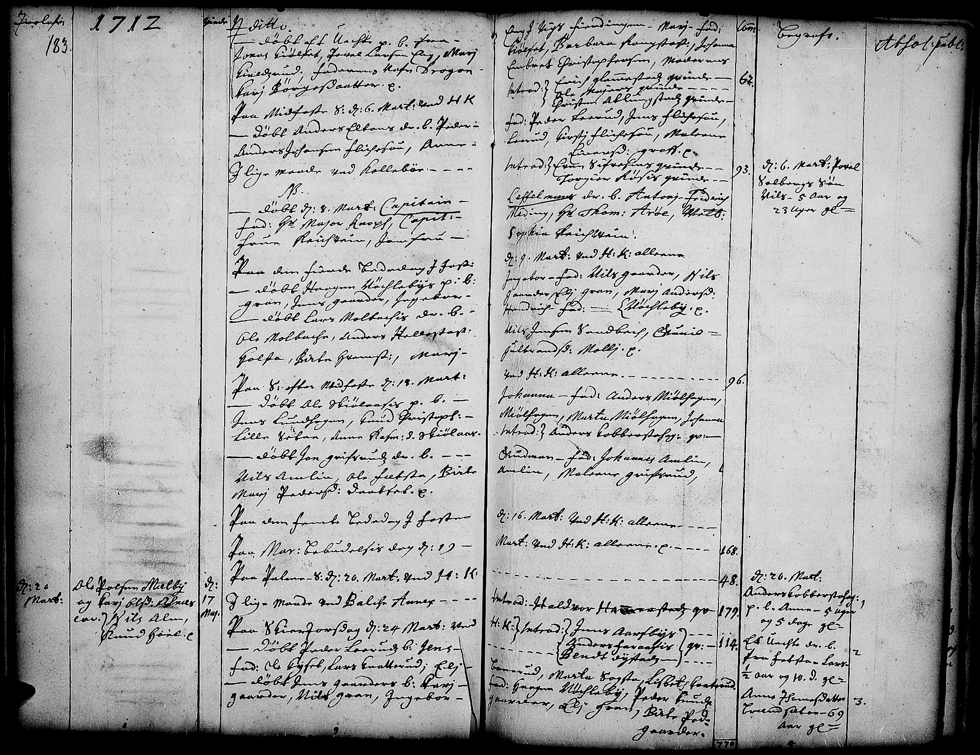 Toten prestekontor, SAH/PREST-102/H/Ha/Haa/L0001: Parish register (official) no. 1, 1695-1713, p. 183
