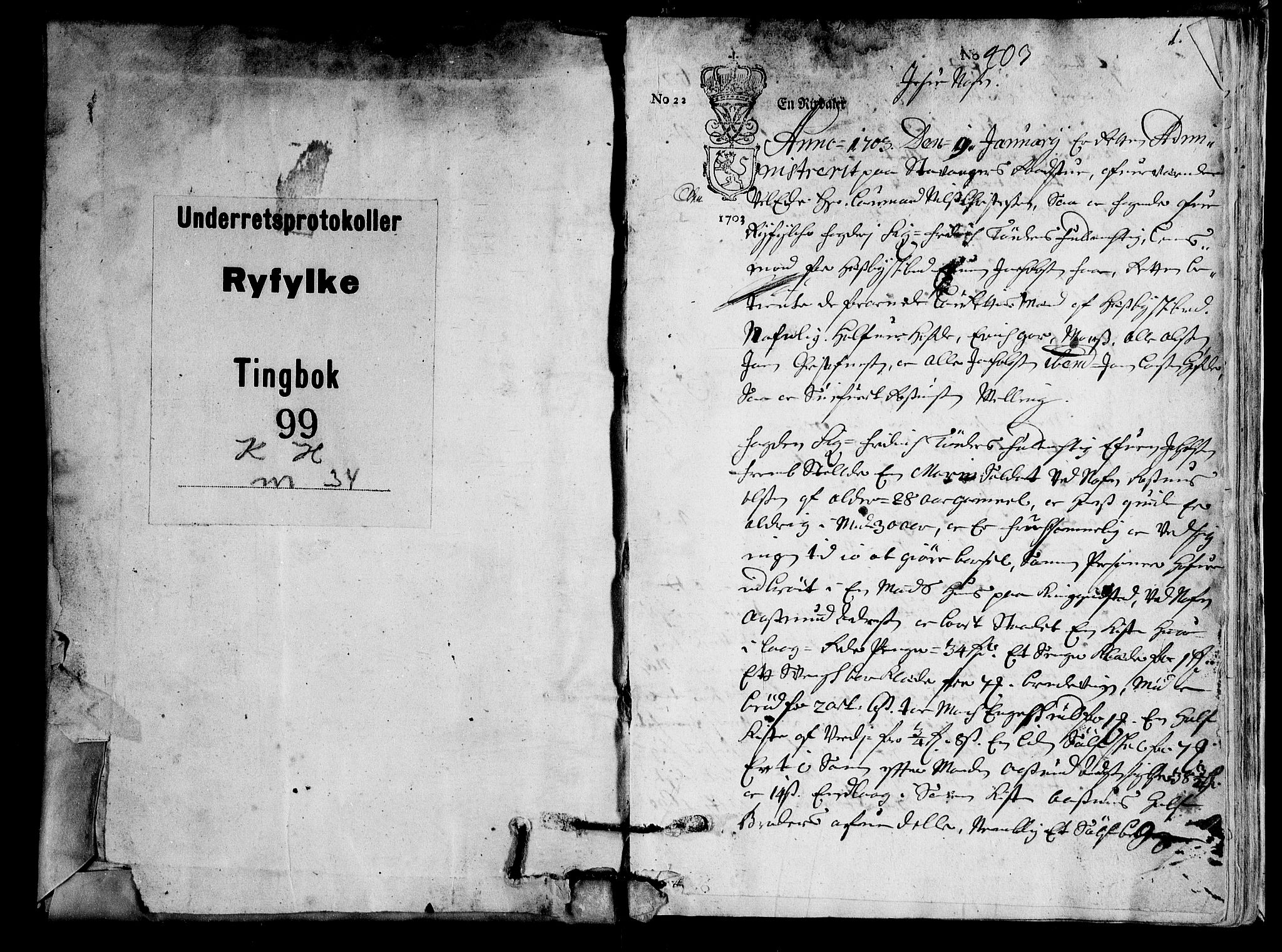 Ryfylke tingrett, AV/SAST-A-100055/001/I/IB/IBBa/L0034: Tingbok, Karmsund og Hesby, 1703, p. 0b-1a