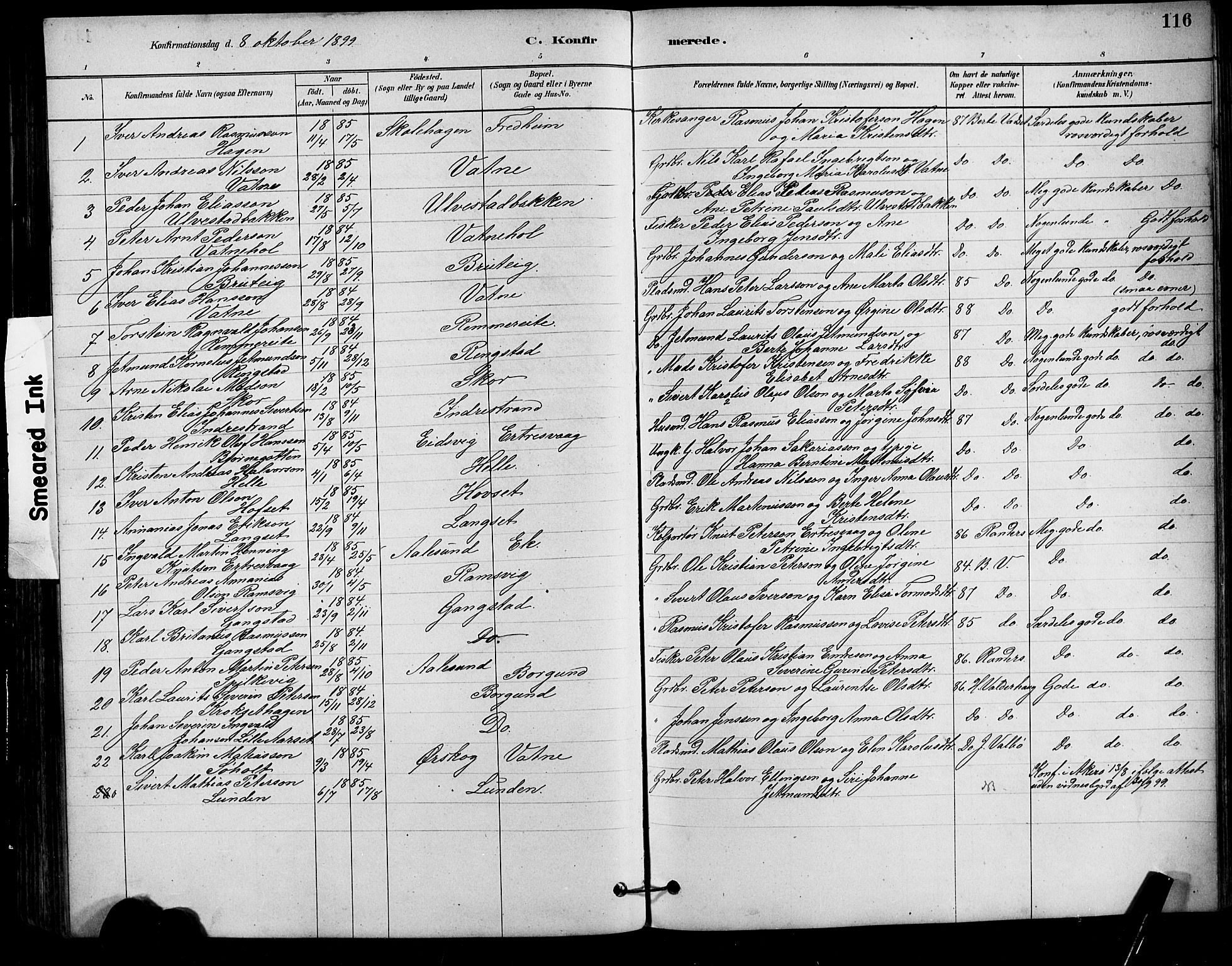 Ministerialprotokoller, klokkerbøker og fødselsregistre - Møre og Romsdal, AV/SAT-A-1454/525/L0376: Parish register (copy) no. 525C02, 1880-1902, p. 116