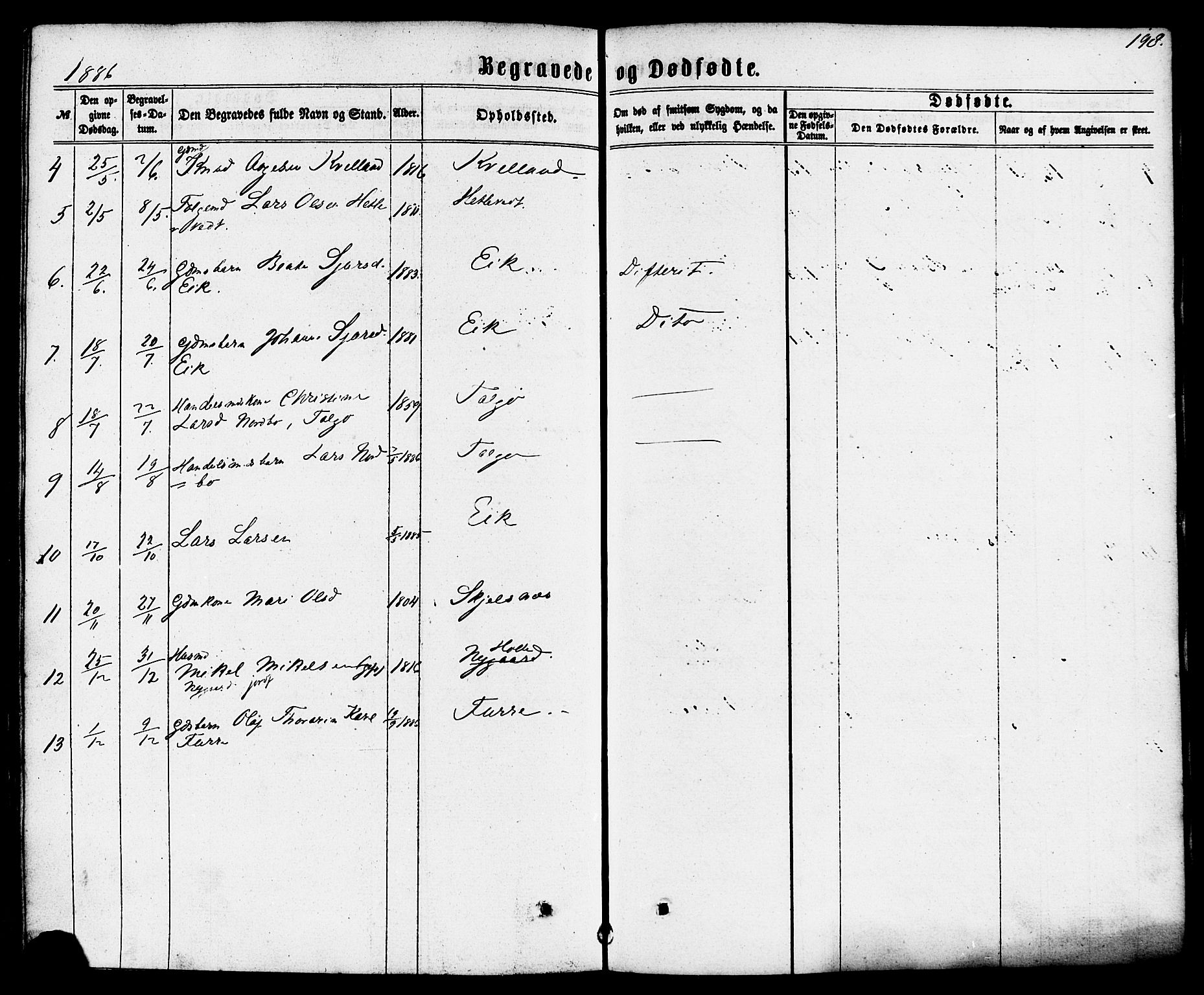 Nedstrand sokneprestkontor, SAST/A-101841/01/IV: Parish register (official) no. A 10, 1861-1887, p. 198