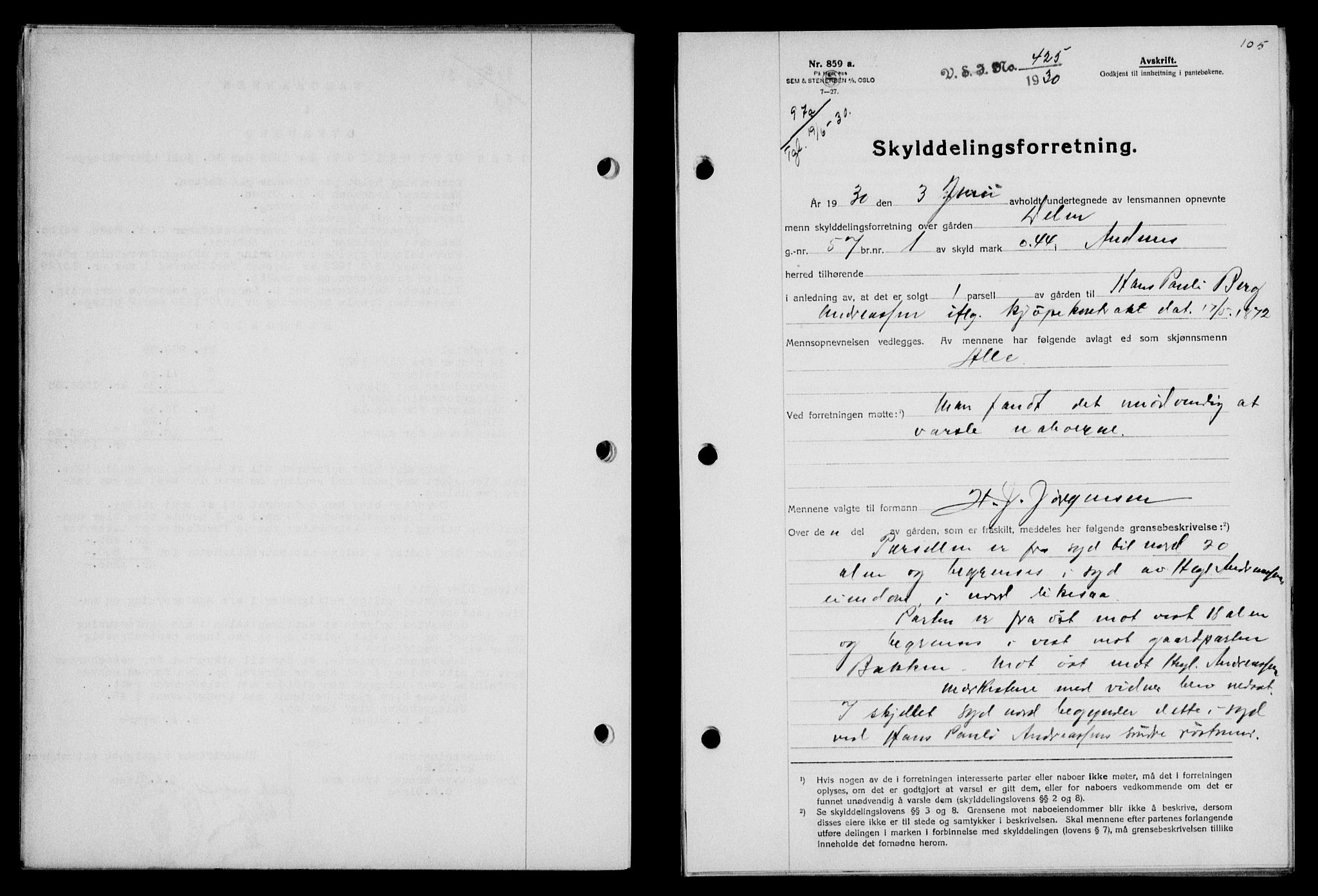Vesterålen sorenskriveri, SAT/A-4180/1/2/2Ca/L0051: Mortgage book no. 44, 1930-1930, Deed date: 19.06.1930