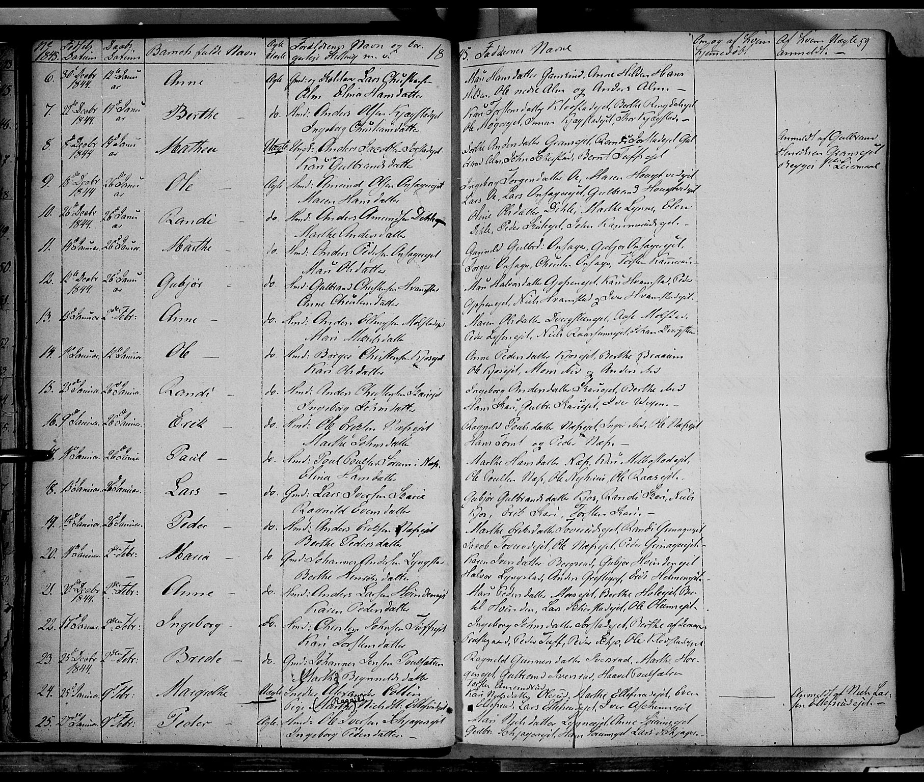 Gran prestekontor, SAH/PREST-112/H/Ha/Haa/L0011: Parish register (official) no. 11, 1842-1856, p. 58-59