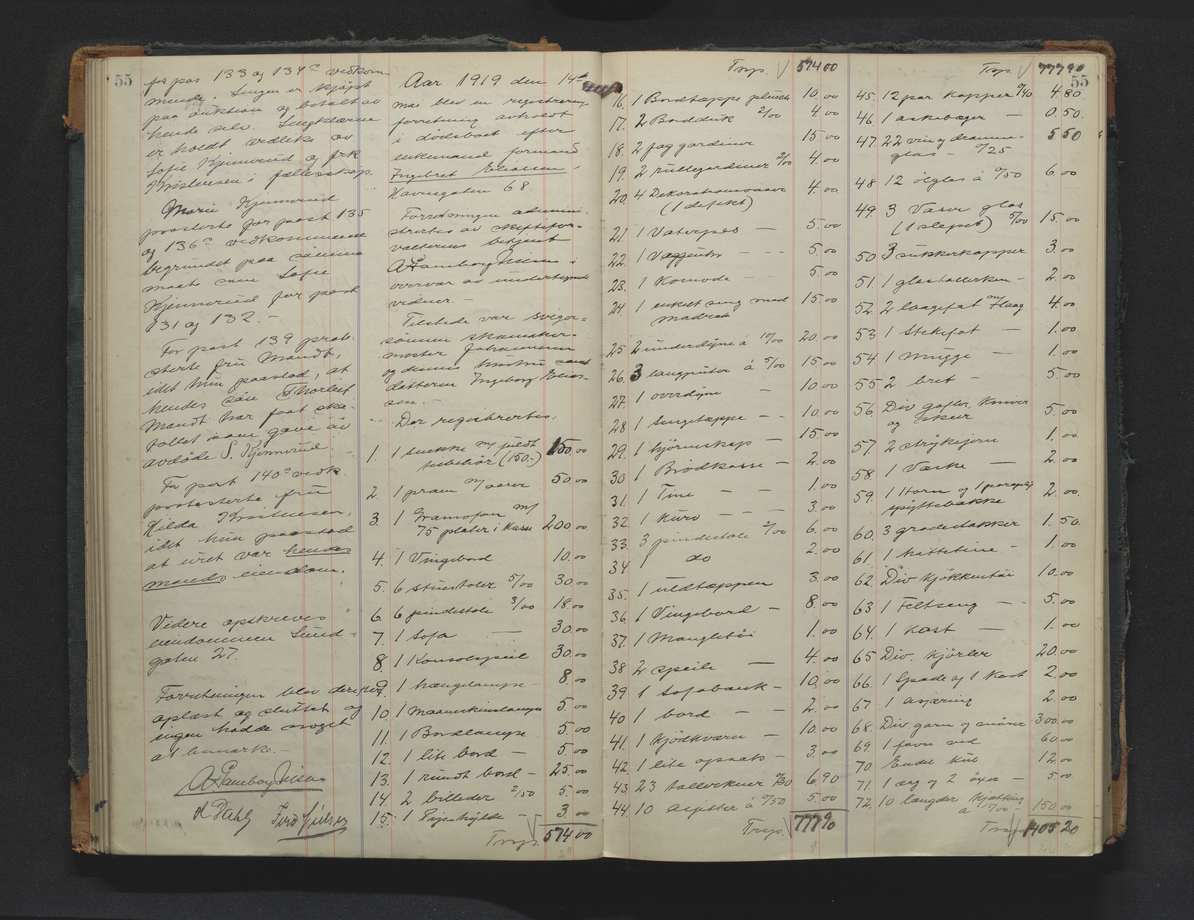 Drammen byfogd, AV/SAKO-A-222/H/Hb/Hbb/L0012: Registreringsprotokoll., 1915-1926, p. 55