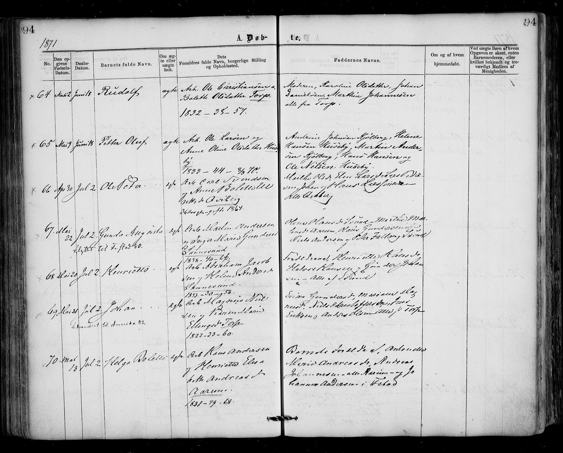 Borge prestekontor Kirkebøker, AV/SAO-A-10903/F/Fa/L0006: Parish register (official) no. I 6, 1861-1874, p. 94