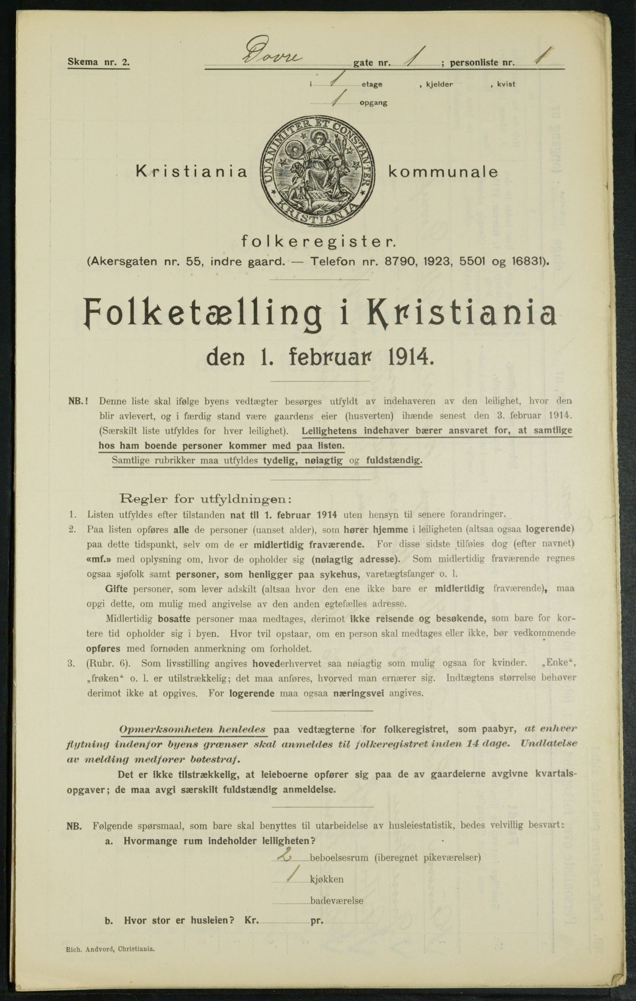 OBA, Municipal Census 1914 for Kristiania, 1914, p. 16173