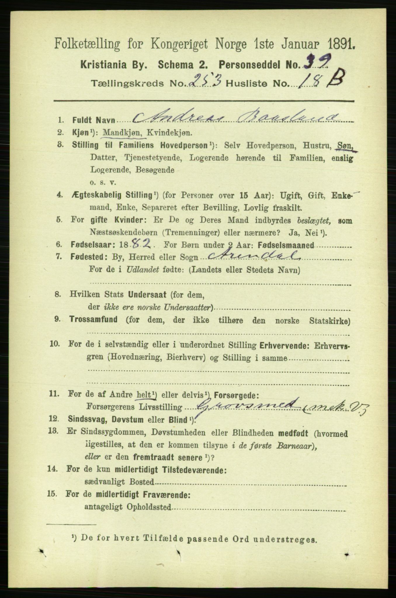 RA, 1891 census for 0301 Kristiania, 1891, p. 154235