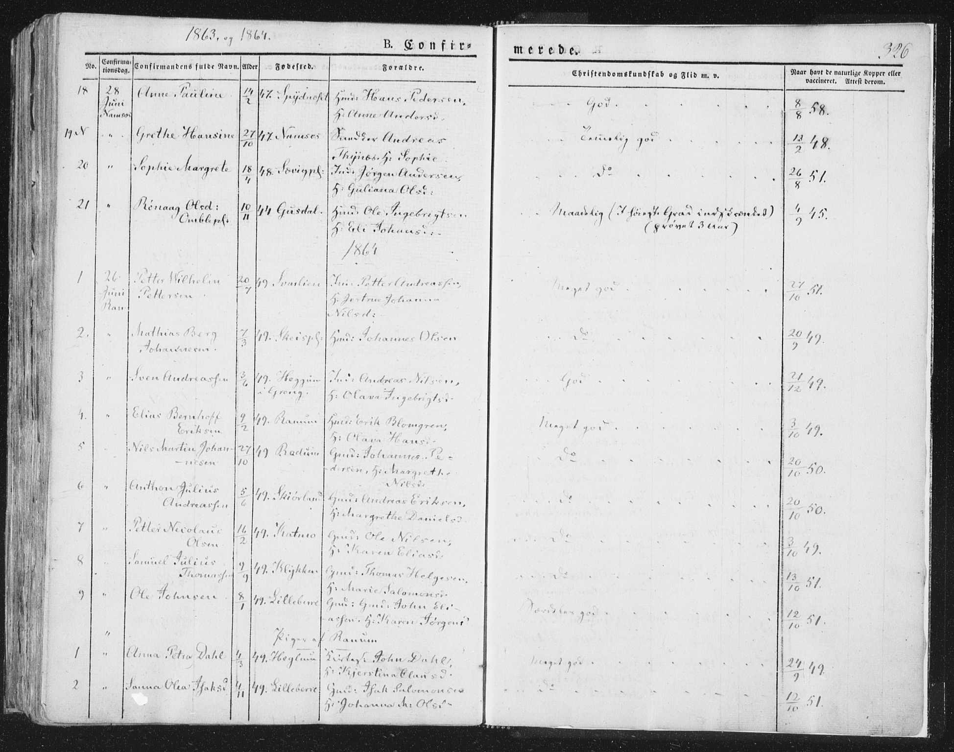 Ministerialprotokoller, klokkerbøker og fødselsregistre - Nord-Trøndelag, SAT/A-1458/764/L0551: Parish register (official) no. 764A07a, 1824-1864, p. 326