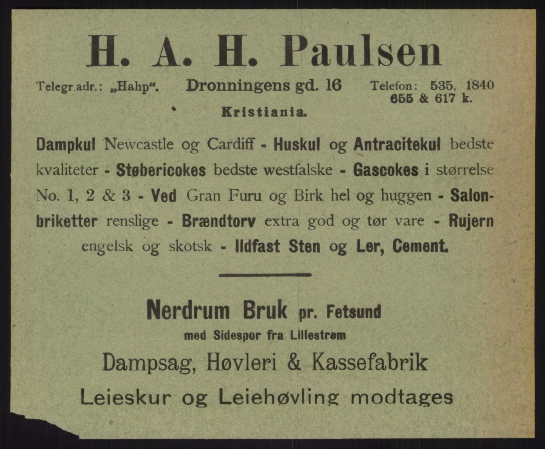 Kristiania/Oslo adressebok, PUBL/-, 1915