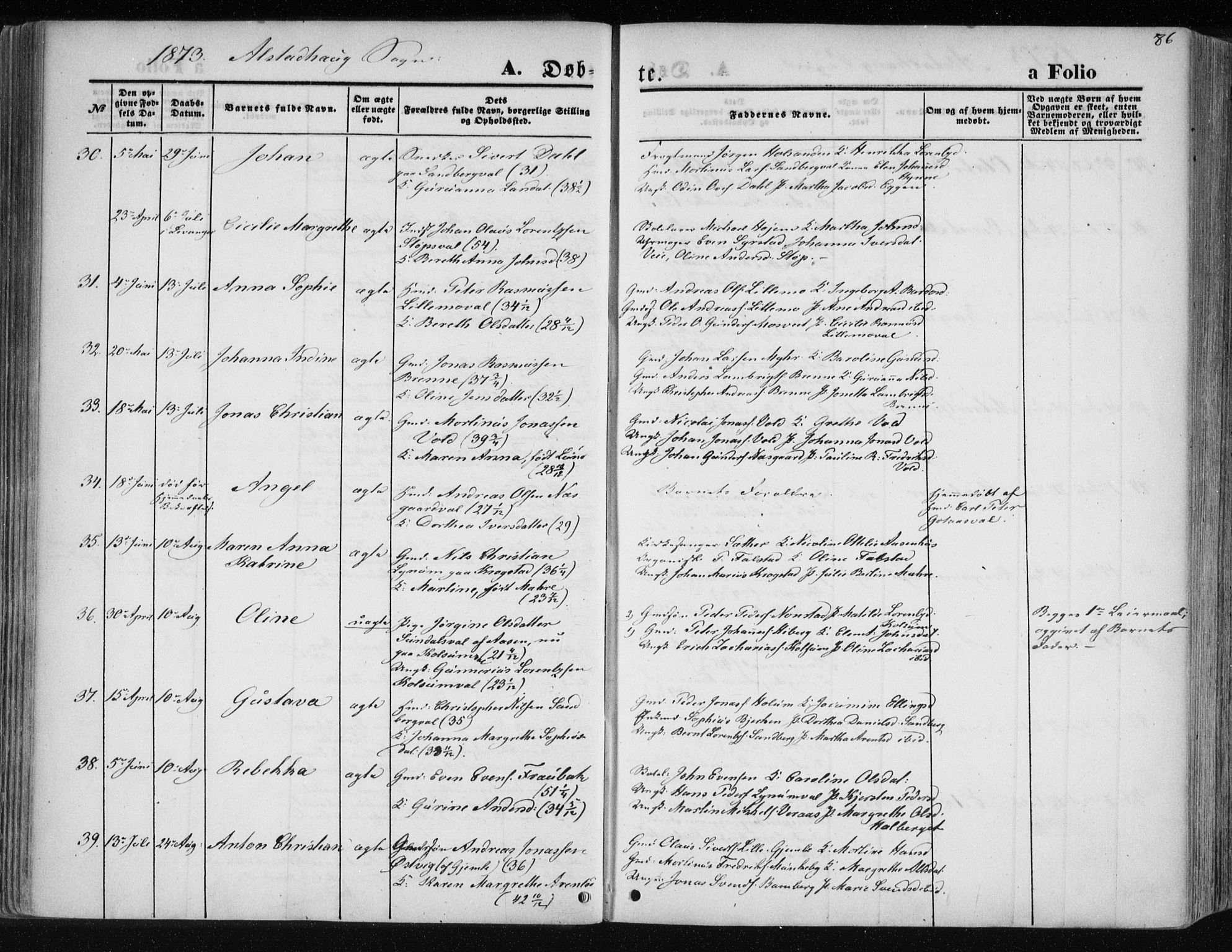 Ministerialprotokoller, klokkerbøker og fødselsregistre - Nord-Trøndelag, AV/SAT-A-1458/717/L0157: Parish register (official) no. 717A08 /1, 1863-1877, p. 86