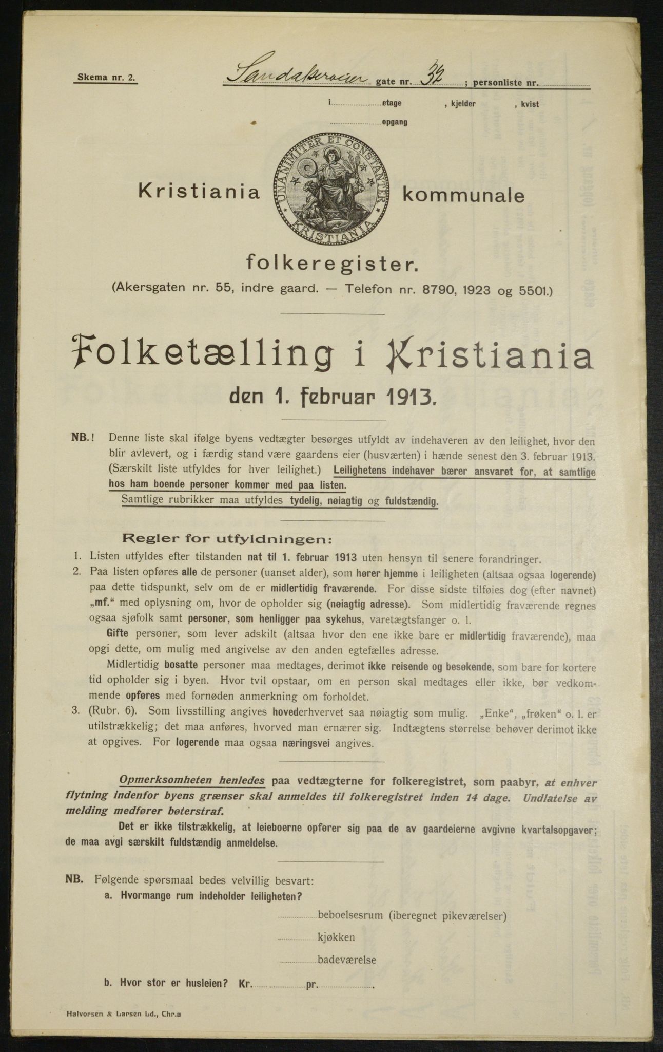 OBA, Municipal Census 1913 for Kristiania, 1913, p. 87019