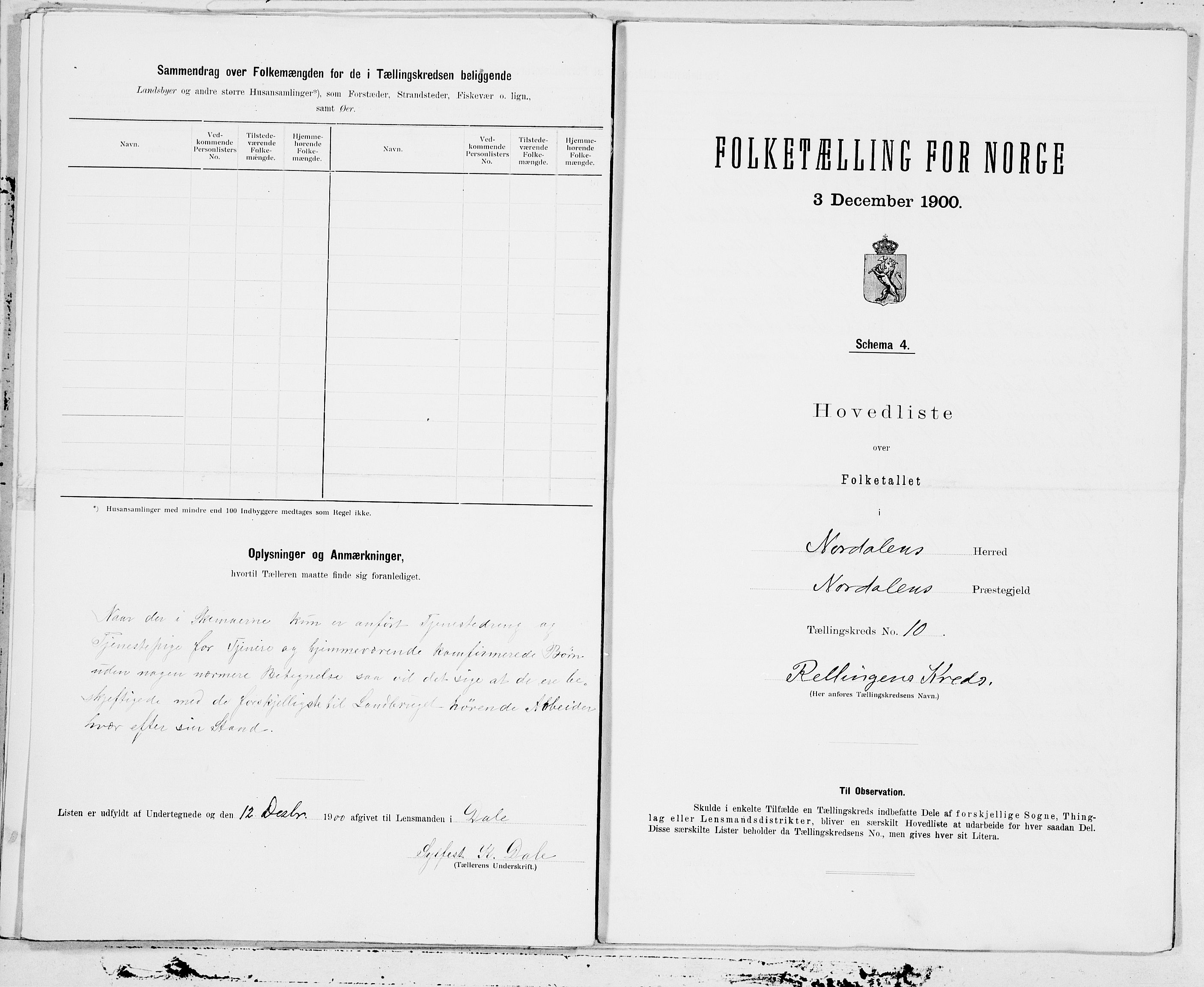 SAT, 1900 census for Norddal, 1900, p. 20