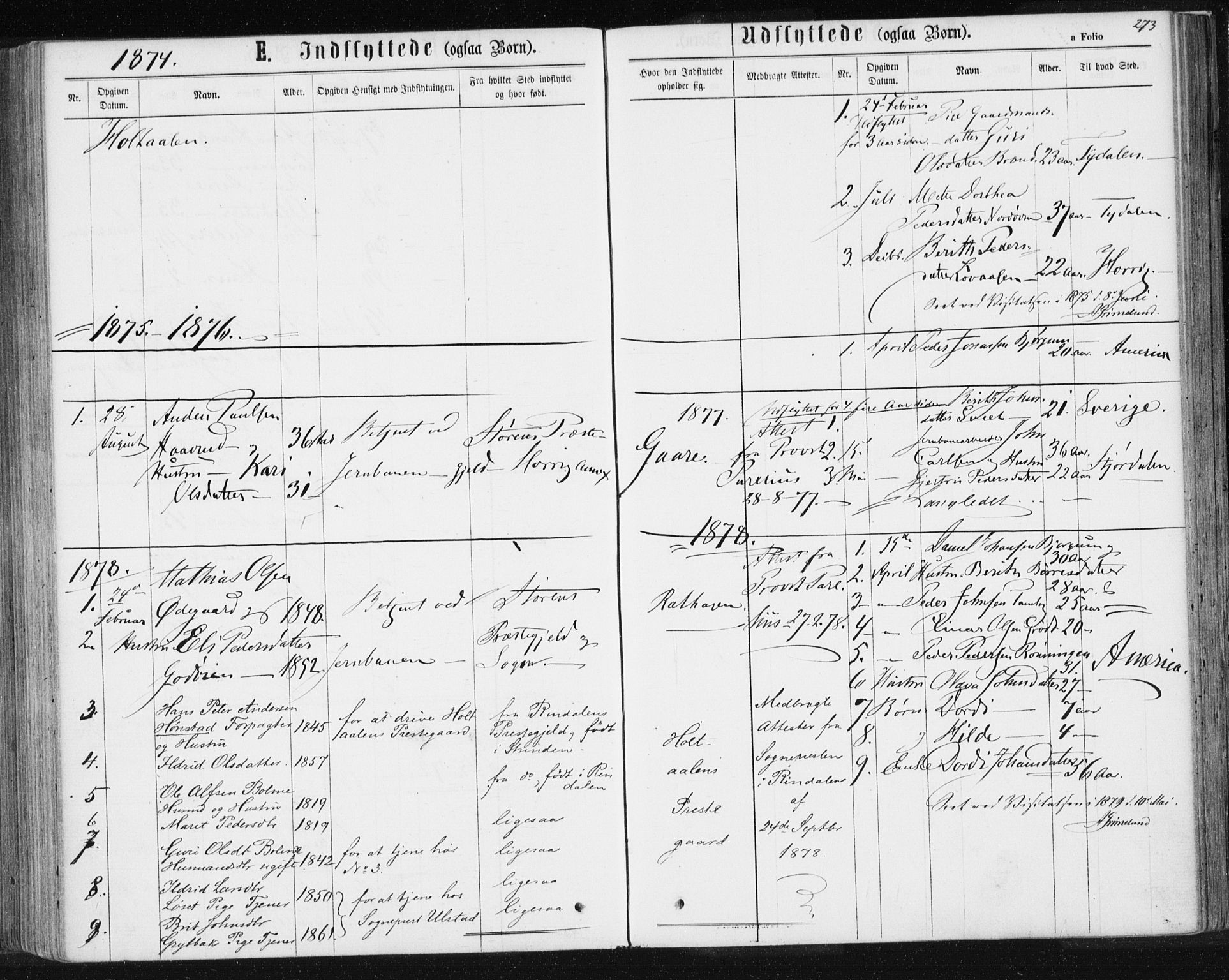 Ministerialprotokoller, klokkerbøker og fødselsregistre - Sør-Trøndelag, SAT/A-1456/685/L0969: Parish register (official) no. 685A08 /1, 1870-1878, p. 273