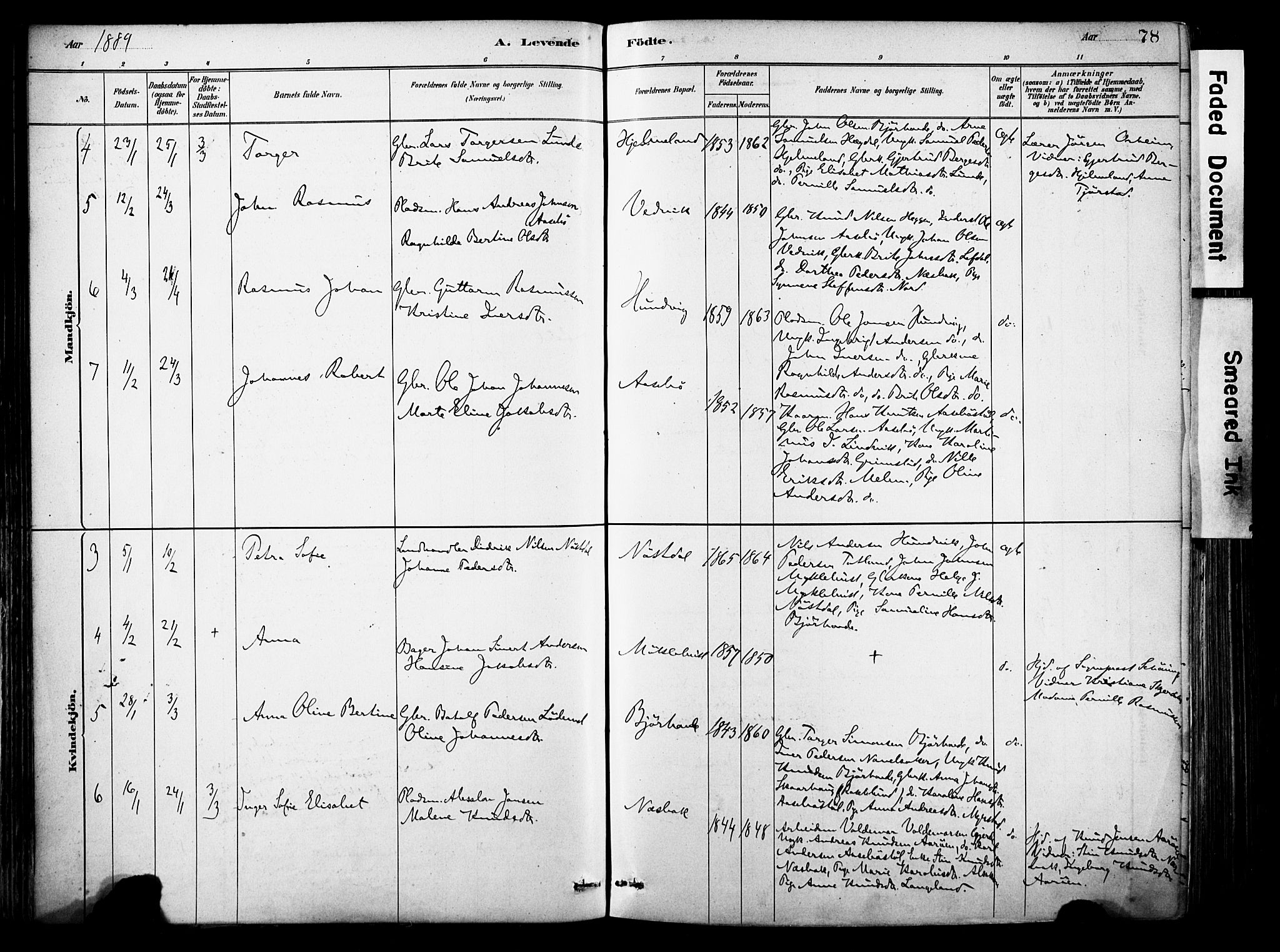 Eid sokneprestembete, AV/SAB-A-82301/H/Haa/Haab/L0001: Parish register (official) no. B 1, 1879-1906, p. 78