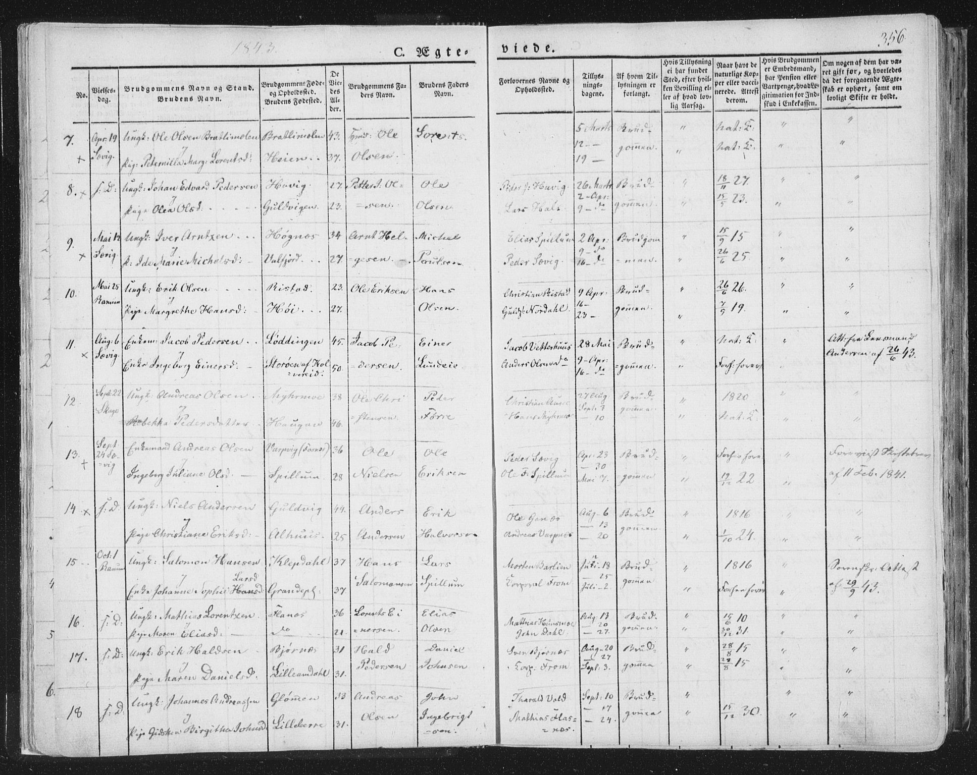 Ministerialprotokoller, klokkerbøker og fødselsregistre - Nord-Trøndelag, SAT/A-1458/764/L0552: Parish register (official) no. 764A07b, 1824-1865, p. 356