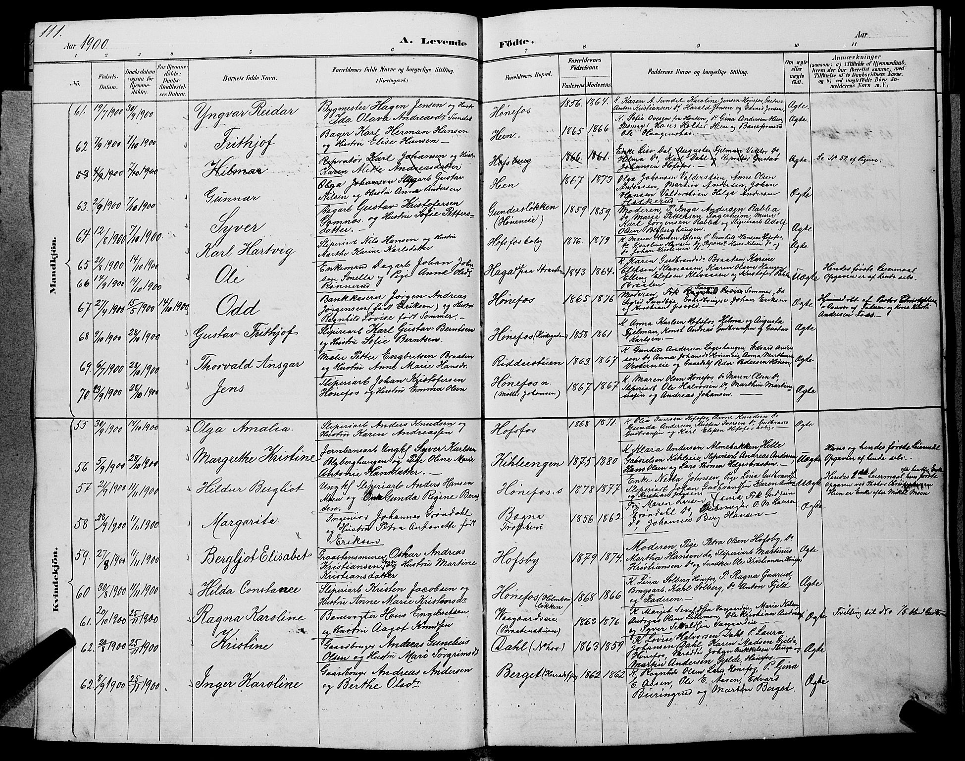 Hønefoss kirkebøker, AV/SAKO-A-609/G/Ga/L0002: Parish register (copy) no. 2, 1888-1904, p. 111