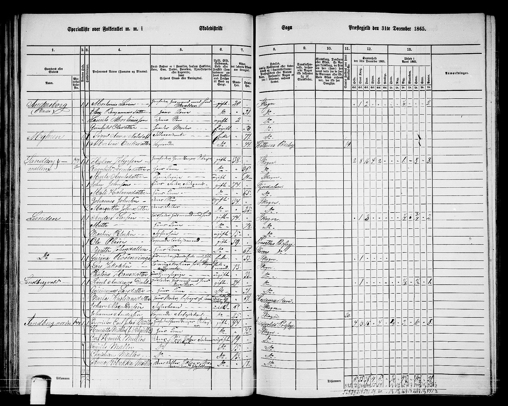 RA, 1865 census for Skogn, 1865, p. 68