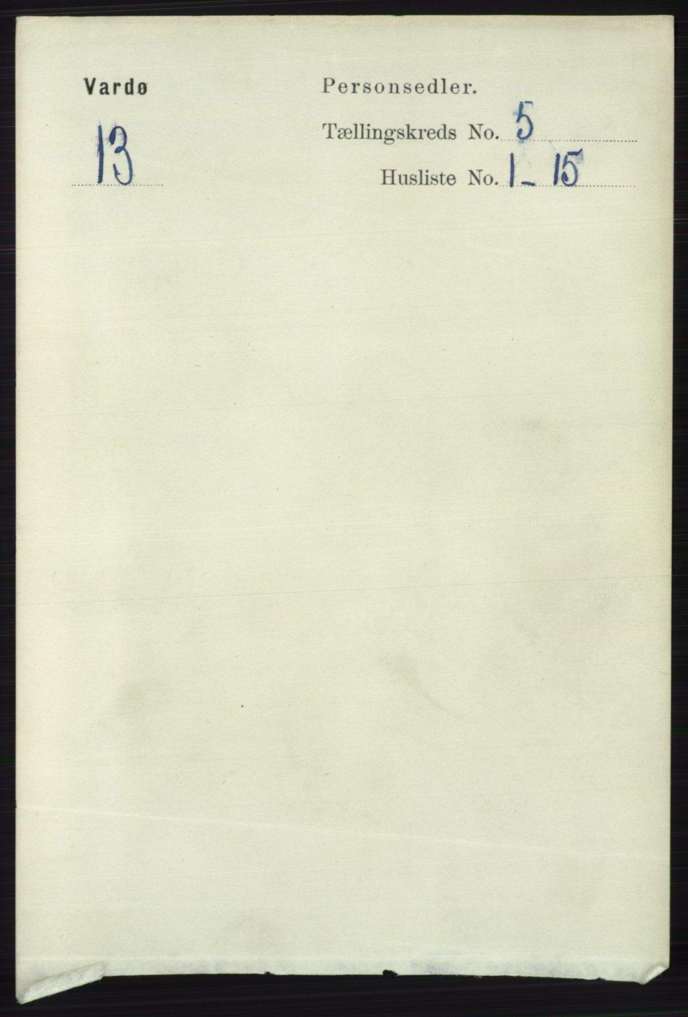RA, 1891 census for 2002 Vardø, 1891, p. 2326