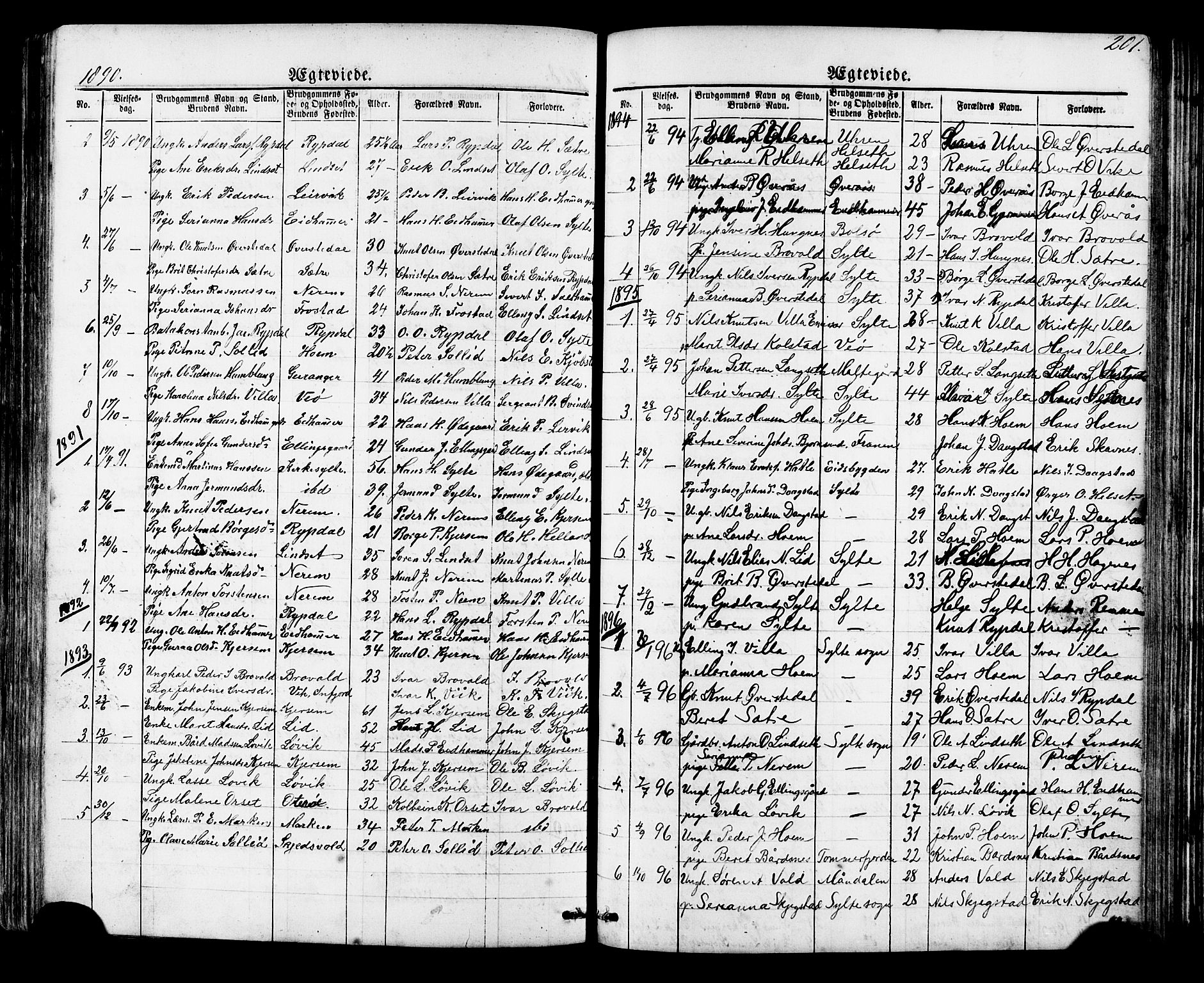 Ministerialprotokoller, klokkerbøker og fødselsregistre - Møre og Romsdal, SAT/A-1454/541/L0547: Parish register (copy) no. 541C02, 1867-1921, p. 201