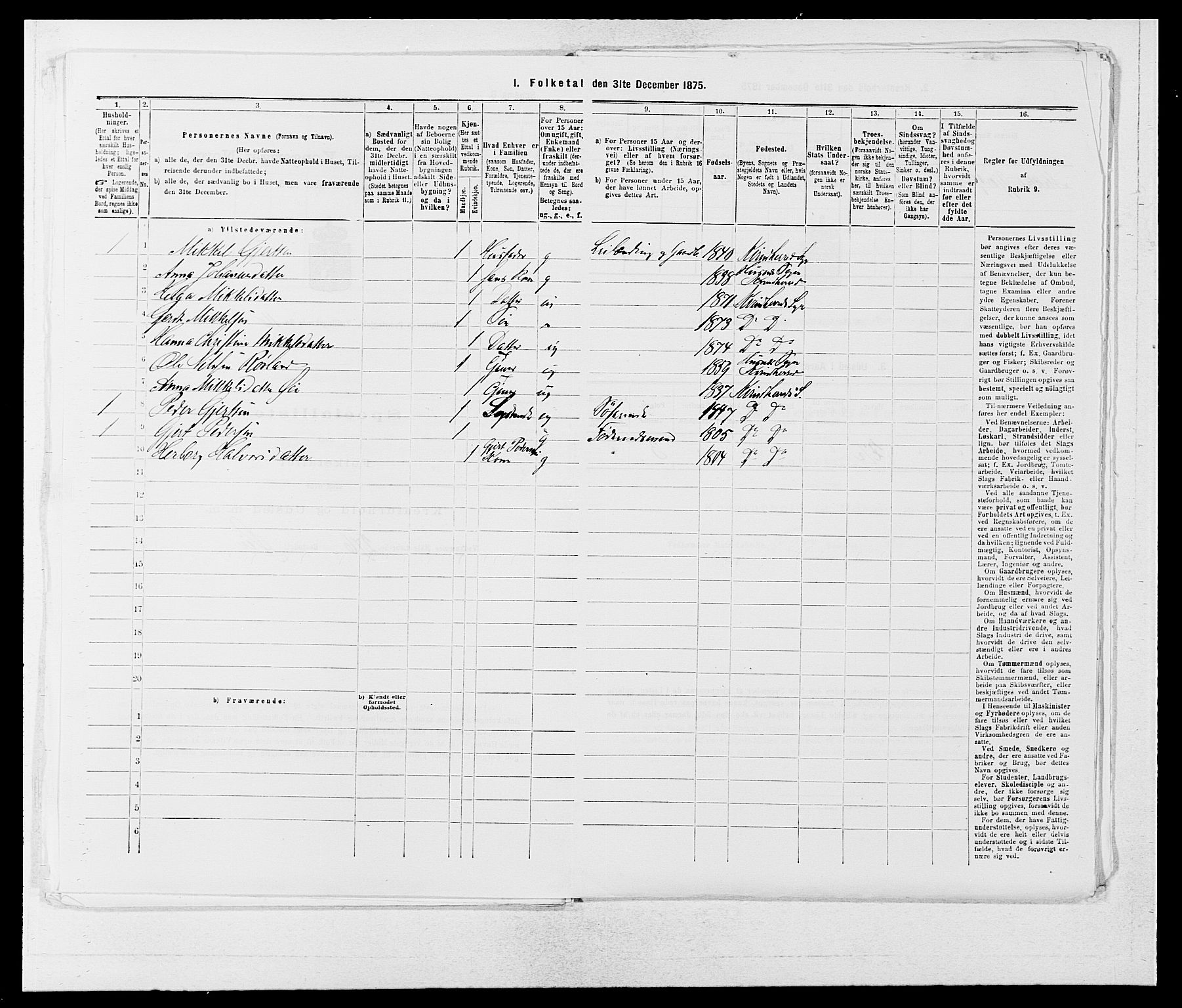 SAB, 1875 census for 1224P Kvinnherad, 1875, p. 1048