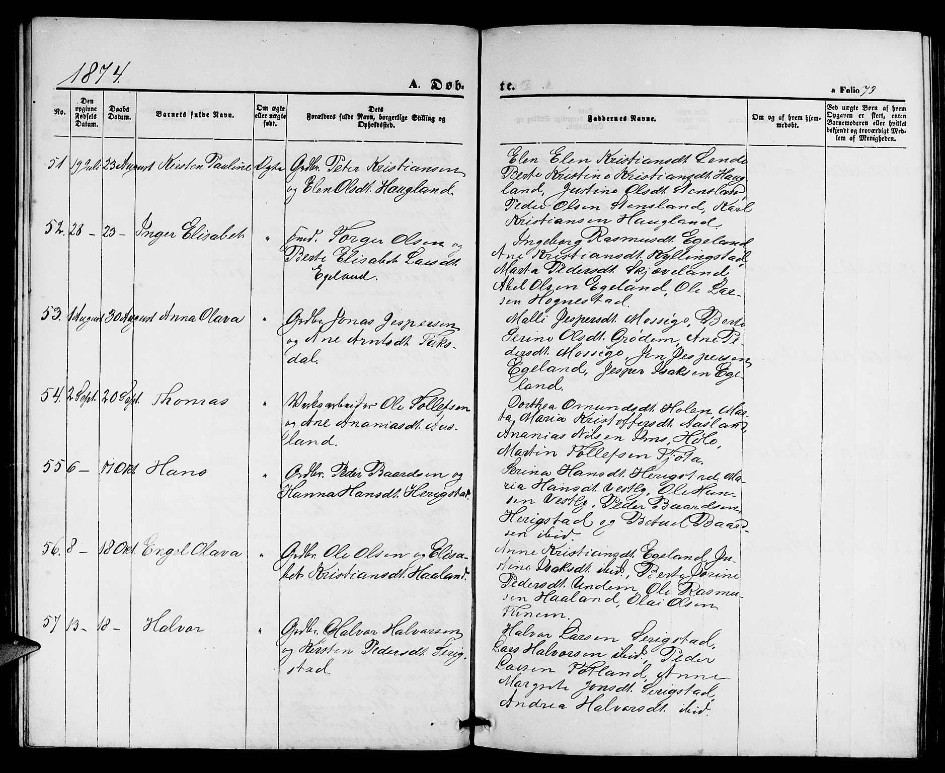 Lye sokneprestkontor, AV/SAST-A-101794/001/30BB/L0004: Parish register (copy) no. B 4, 1868-1878, p. 73