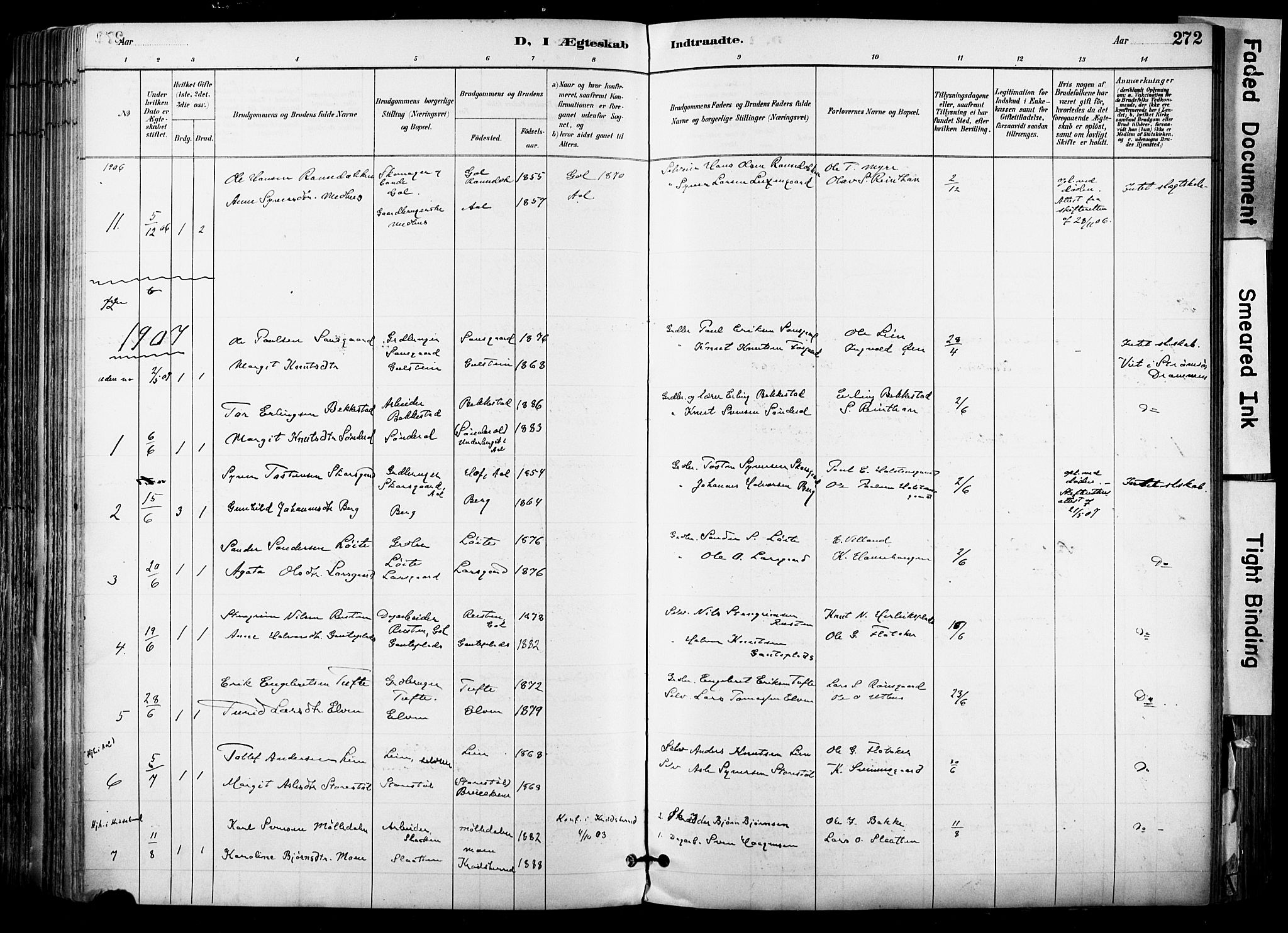 Hol kirkebøker, SAKO/A-227/F/Fa/L0003: Parish register (official) no. I 3, 1887-1918, p. 272