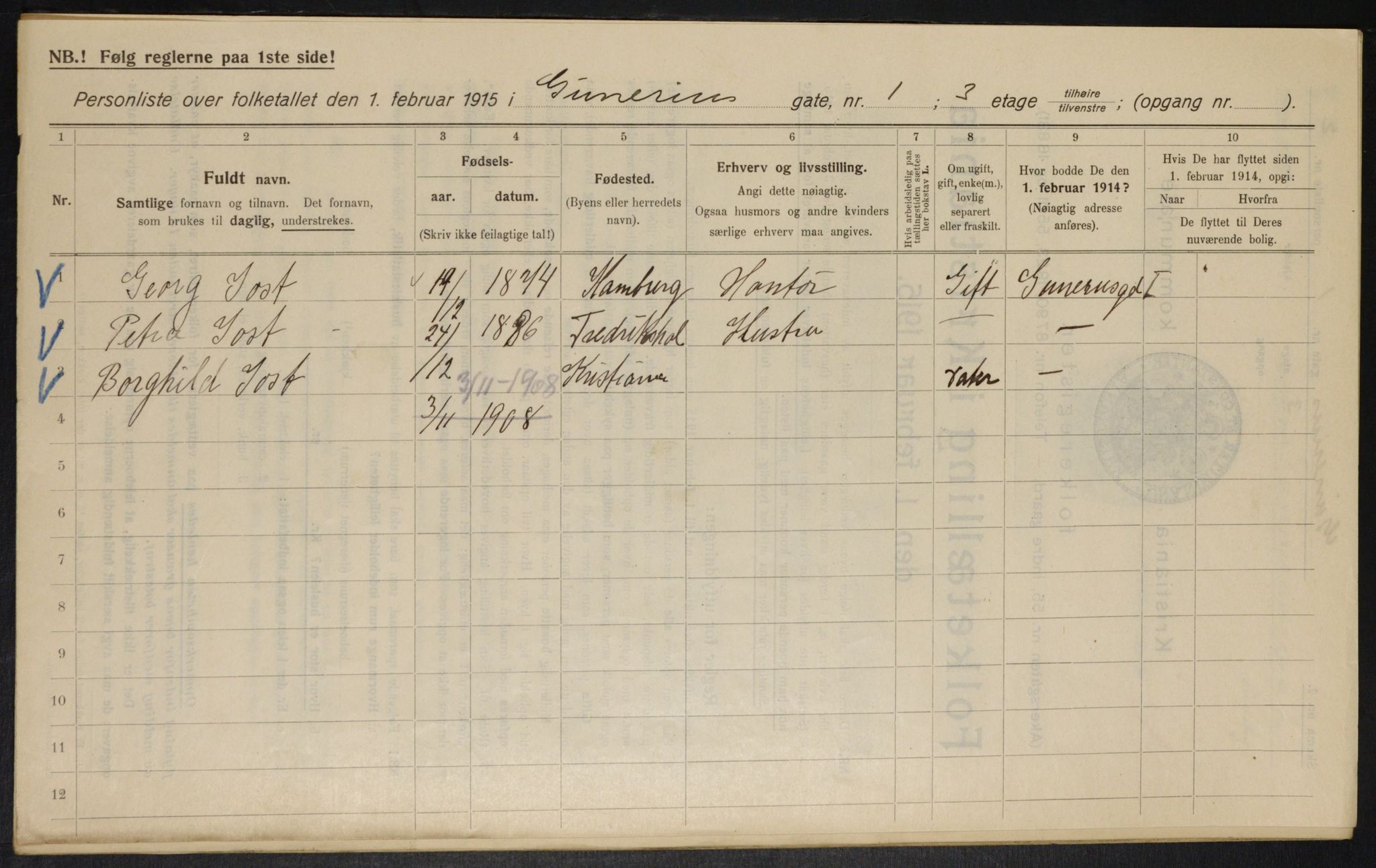 OBA, Municipal Census 1915 for Kristiania, 1915, p. 5220