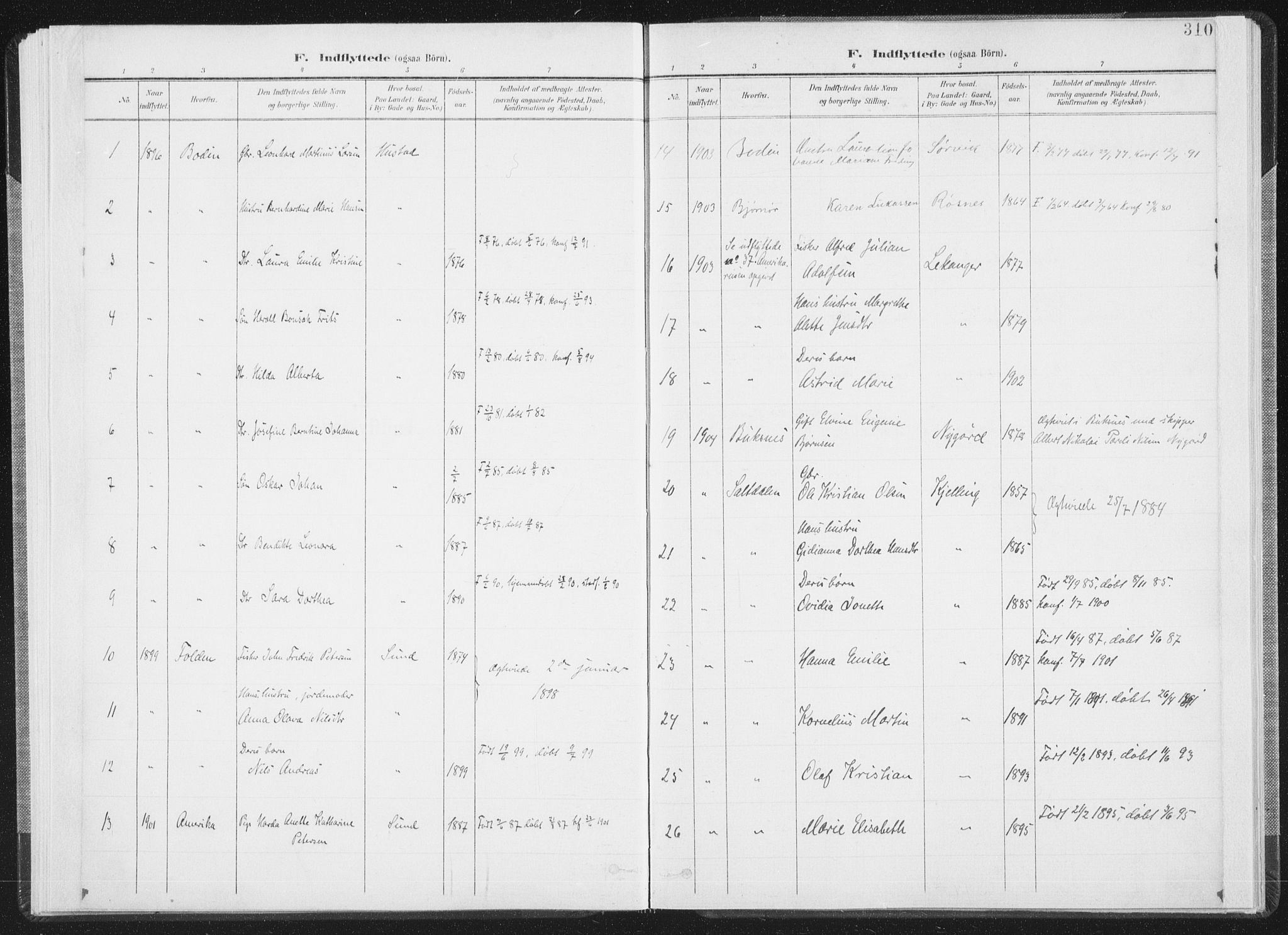 Ministerialprotokoller, klokkerbøker og fødselsregistre - Nordland, SAT/A-1459/805/L0103: Parish register (official) no. 805A08II, 1900-1909, p. 310