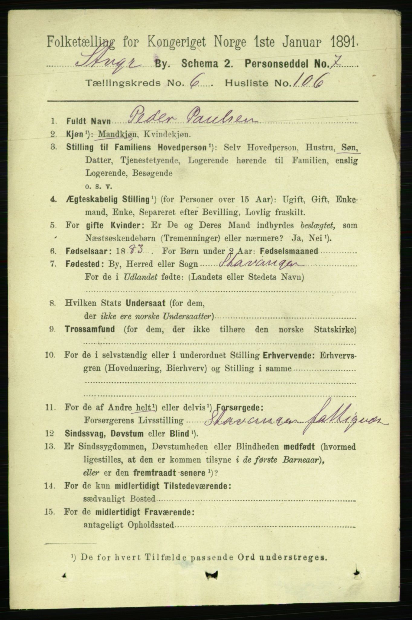 RA, 1891 census for 1103 Stavanger, 1891, p. 10966