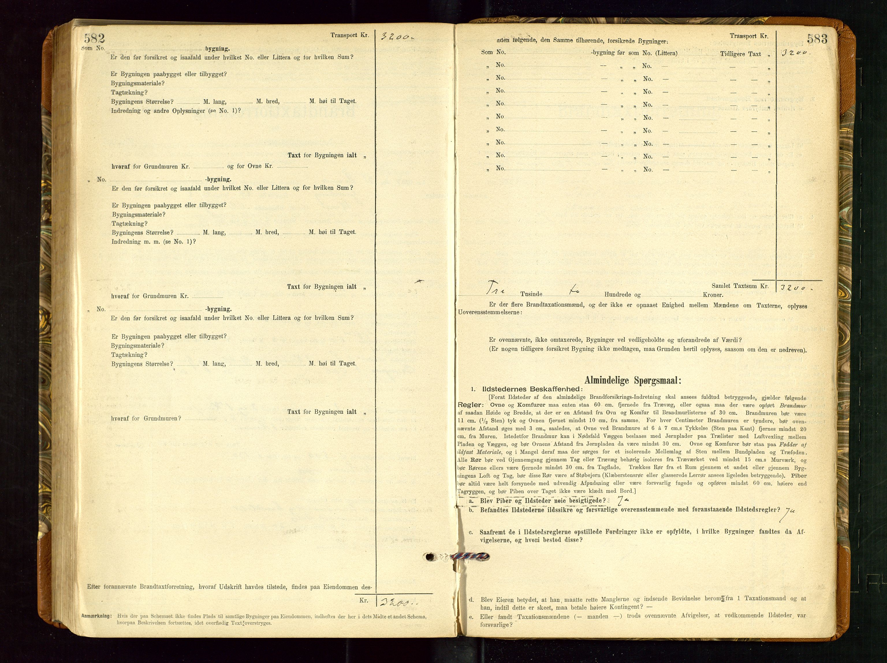 Torvestad lensmannskontor, SAST/A-100307/1/Gob/L0002: "Brandtakstprotokol for Lensmanden i Torvestad", 1900-1905, p. 582-583