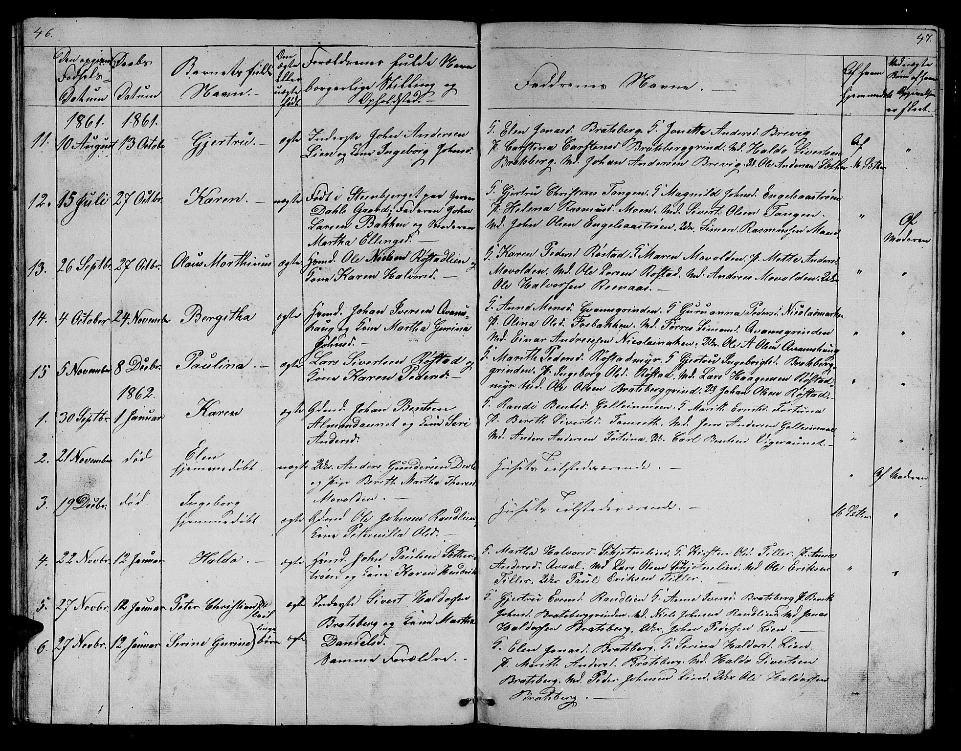 Ministerialprotokoller, klokkerbøker og fødselsregistre - Sør-Trøndelag, SAT/A-1456/608/L0339: Parish register (copy) no. 608C05, 1844-1863, p. 46-47