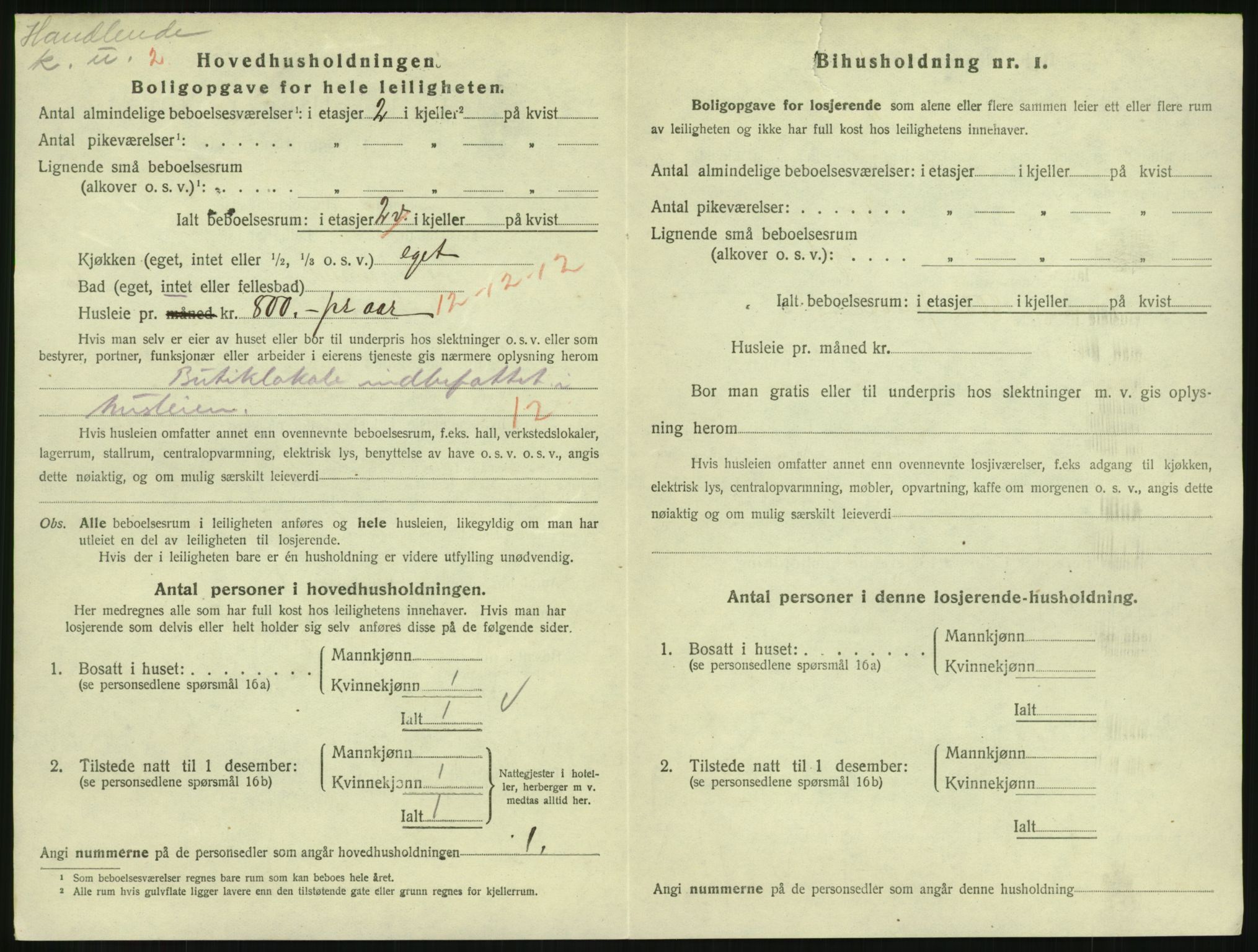 SAH, 1920 census for Lillehammer, 1920, p. 2419