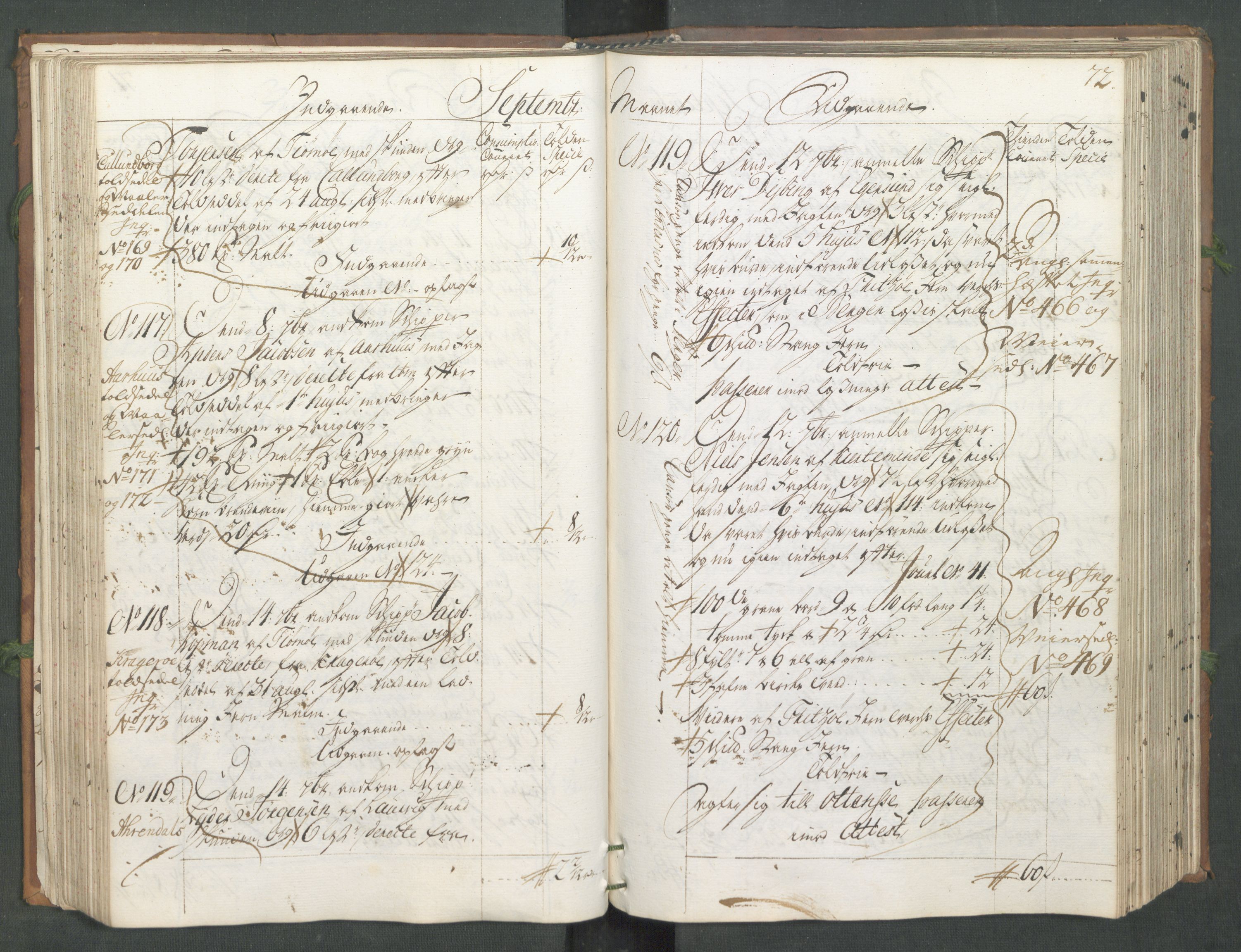 Generaltollkammeret, tollregnskaper, AV/RA-EA-5490/R11/L0014/0001: Tollregnskaper Larvik og Sandefjord / Hovedtollbok, 1731, p. 71b-72a