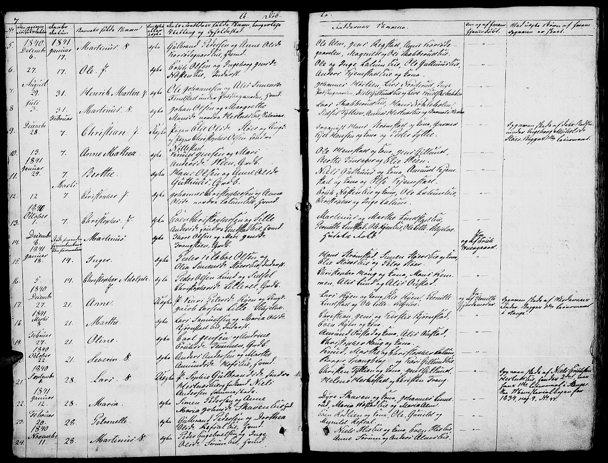 Stange prestekontor, AV/SAH-PREST-002/L/L0003: Parish register (copy) no. 3, 1840-1864, p. 7