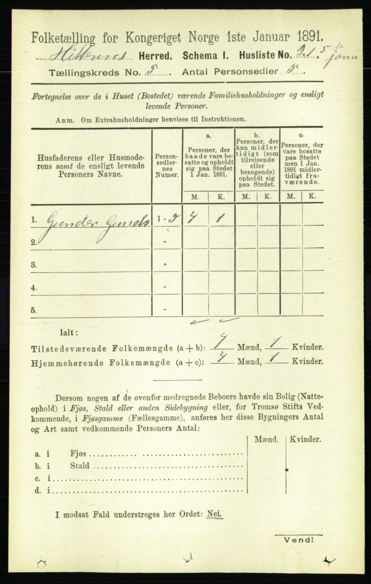 RA, 1891 census for 1617 Hitra, 1891, p. 881