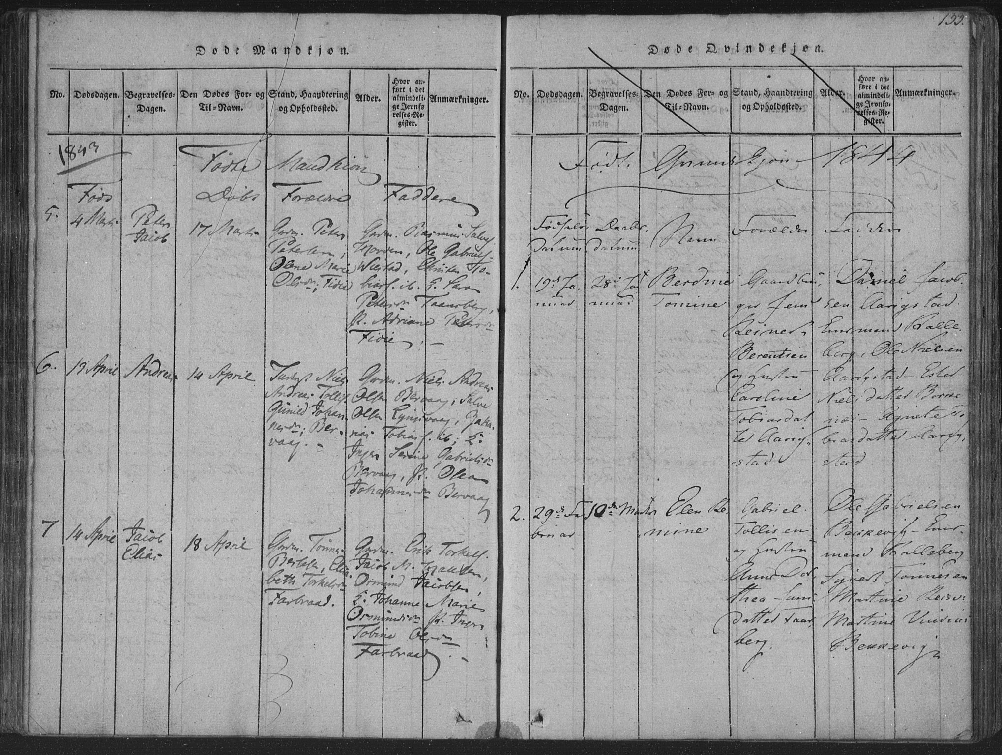 Herad sokneprestkontor, SAK/1111-0018/F/Fa/Fab/L0002: Parish register (official) no. A 2, 1816-1844, p. 133