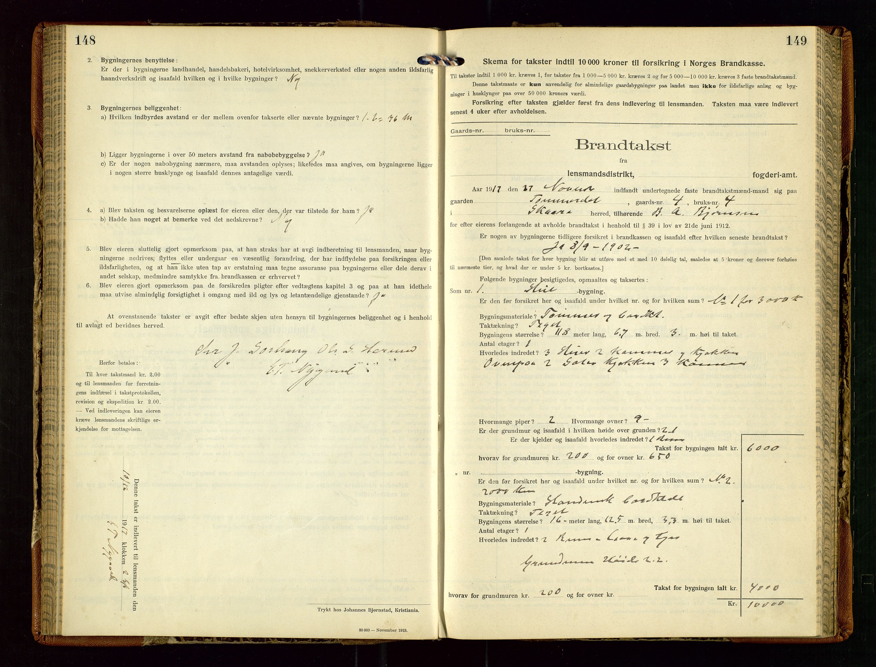 Torvestad lensmannskontor, SAST/A-100307/1/Gob/L0005: "Brandtaxationsprotokol for Torvestad Lensmannsdistrikt", 1915-1928, p. 148-149