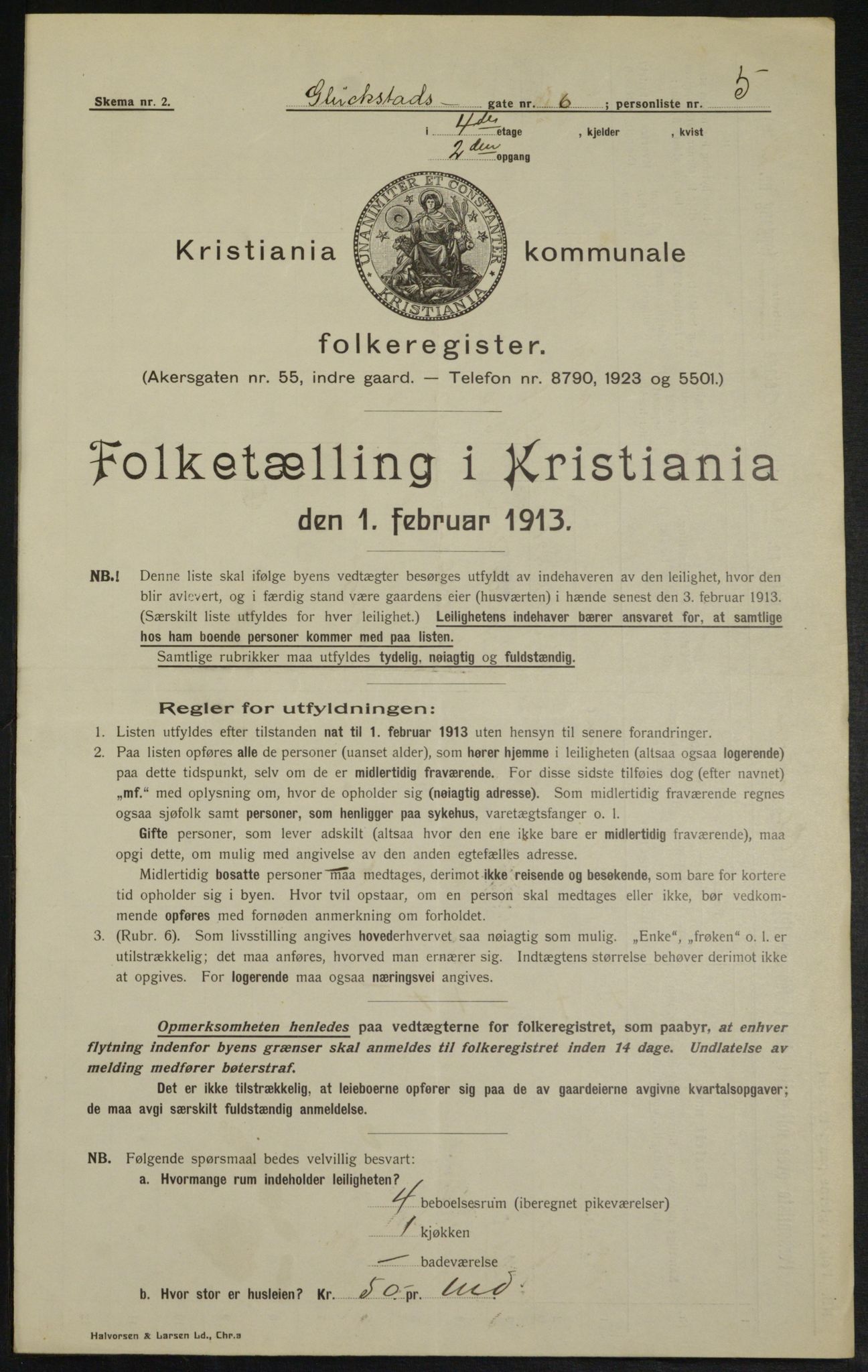 OBA, Municipal Census 1913 for Kristiania, 1913, p. 29608