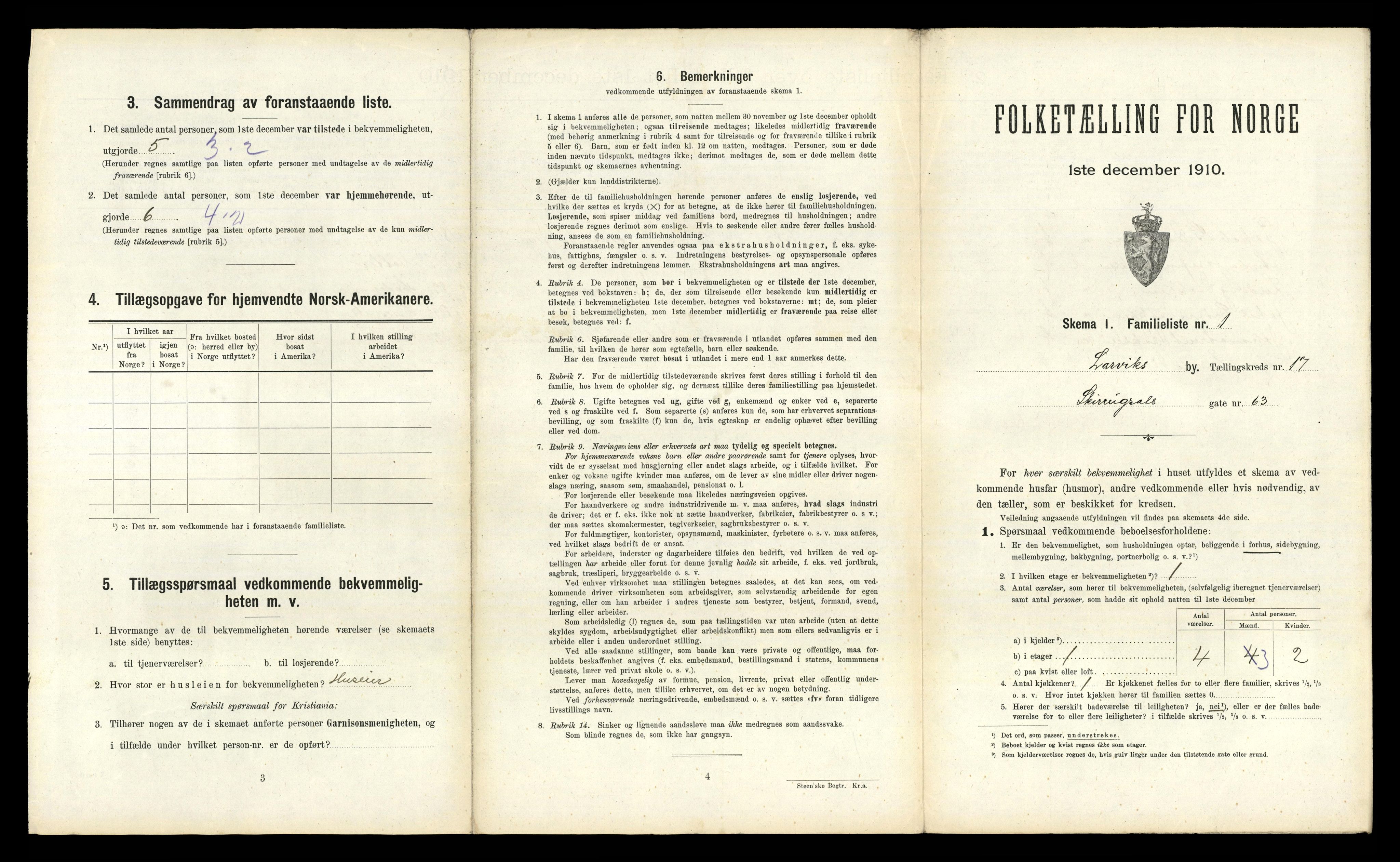 RA, 1910 census for Larvik, 1910, p. 5639