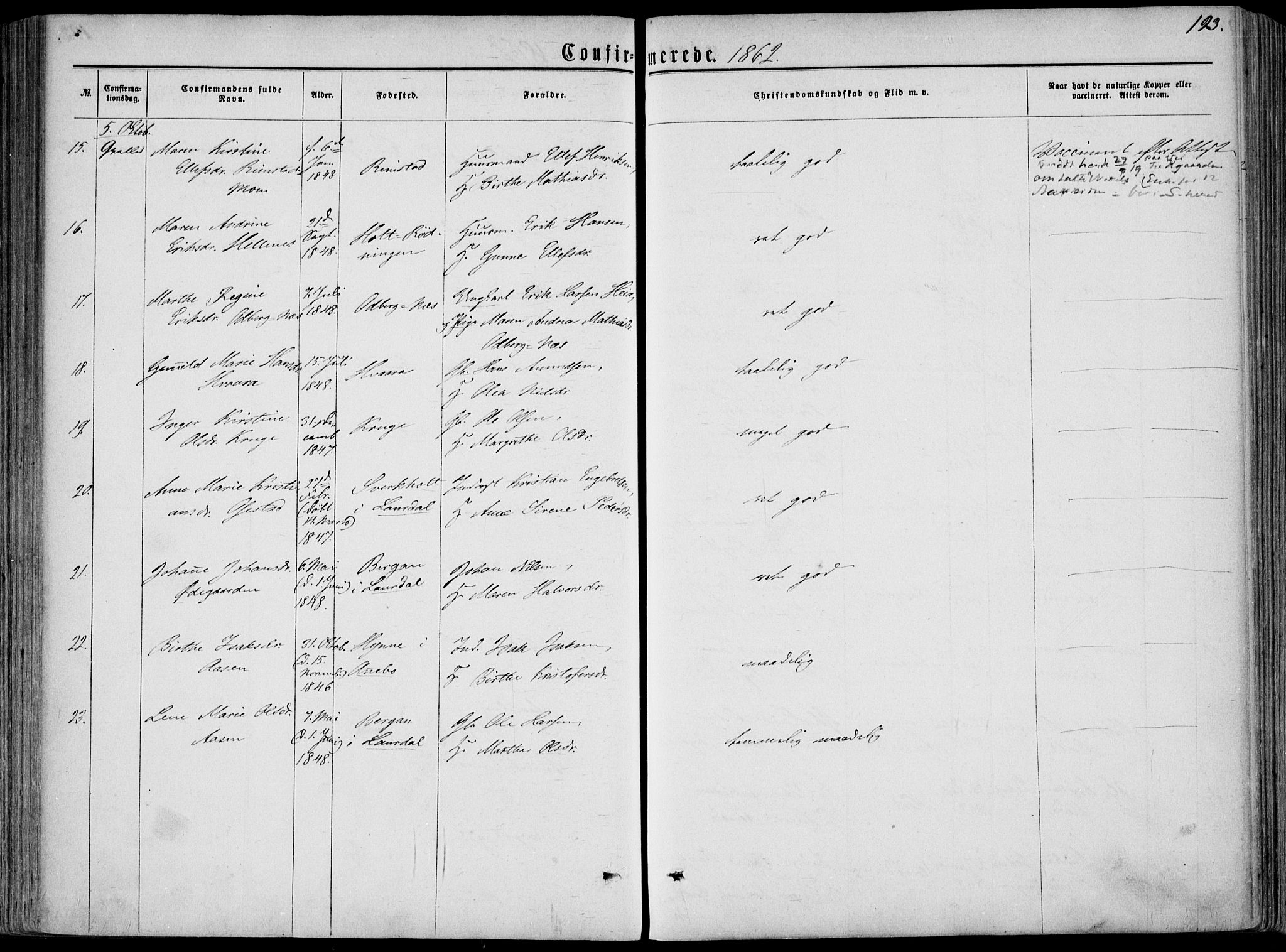 Hedrum kirkebøker, AV/SAKO-A-344/F/Fa/L0007: Parish register (official) no. I 7, 1857-1868, p. 193