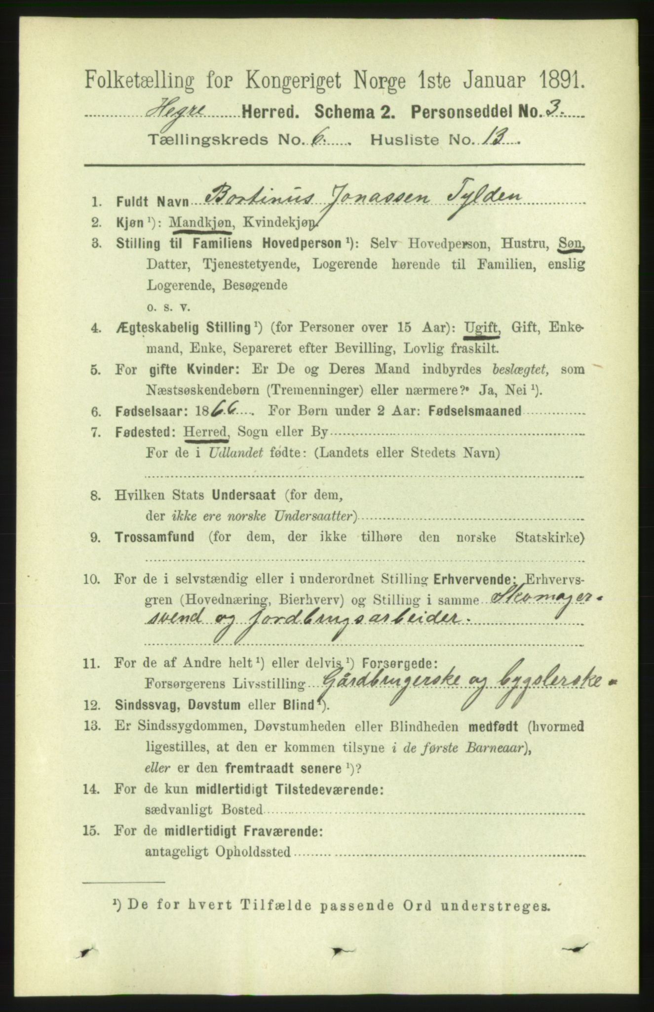 RA, 1891 census for 1712 Hegra, 1891, p. 2421