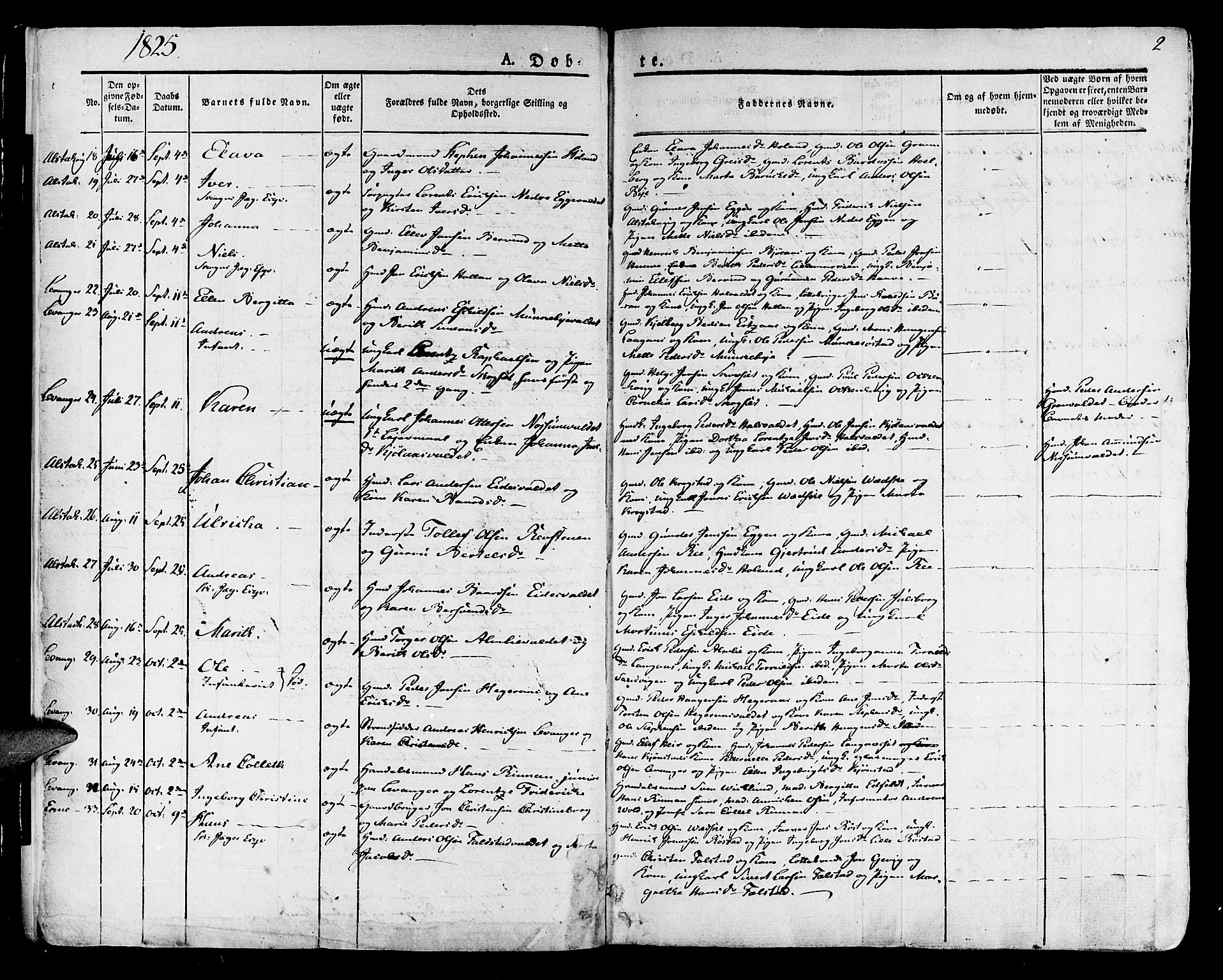 Ministerialprotokoller, klokkerbøker og fødselsregistre - Nord-Trøndelag, SAT/A-1458/717/L0152: Parish register (official) no. 717A05 /1, 1825-1836, p. 2