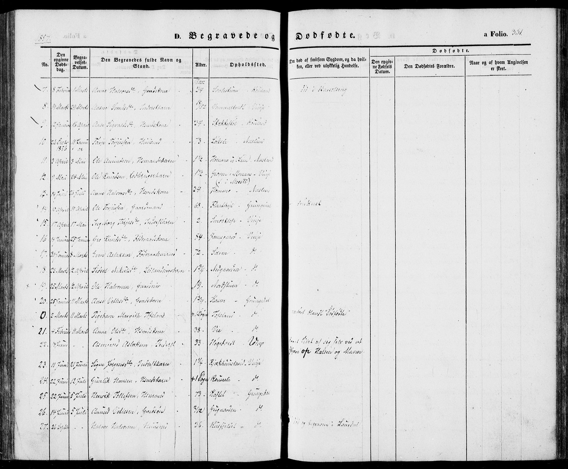Vinje kirkebøker, AV/SAKO-A-312/F/Fa/L0004: Parish register (official) no. I 4, 1843-1869, p. 351
