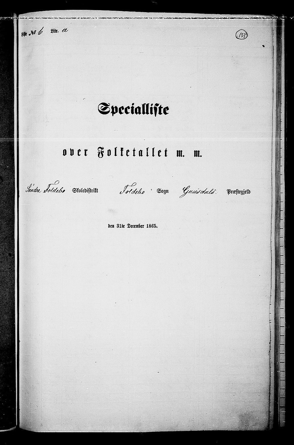 RA, 1865 census for Gausdal, 1865, p. 115