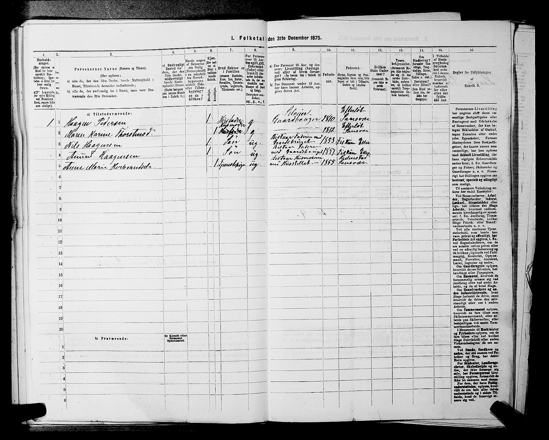 SAKO, 1875 census for 0624P Eiker, 1875, p. 4953