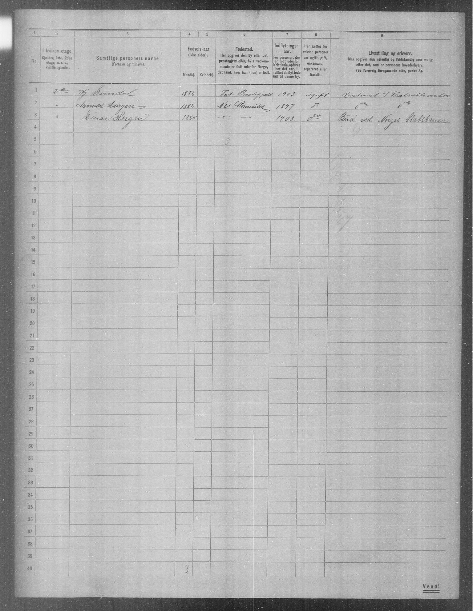 OBA, Municipal Census 1904 for Kristiania, 1904, p. 1189