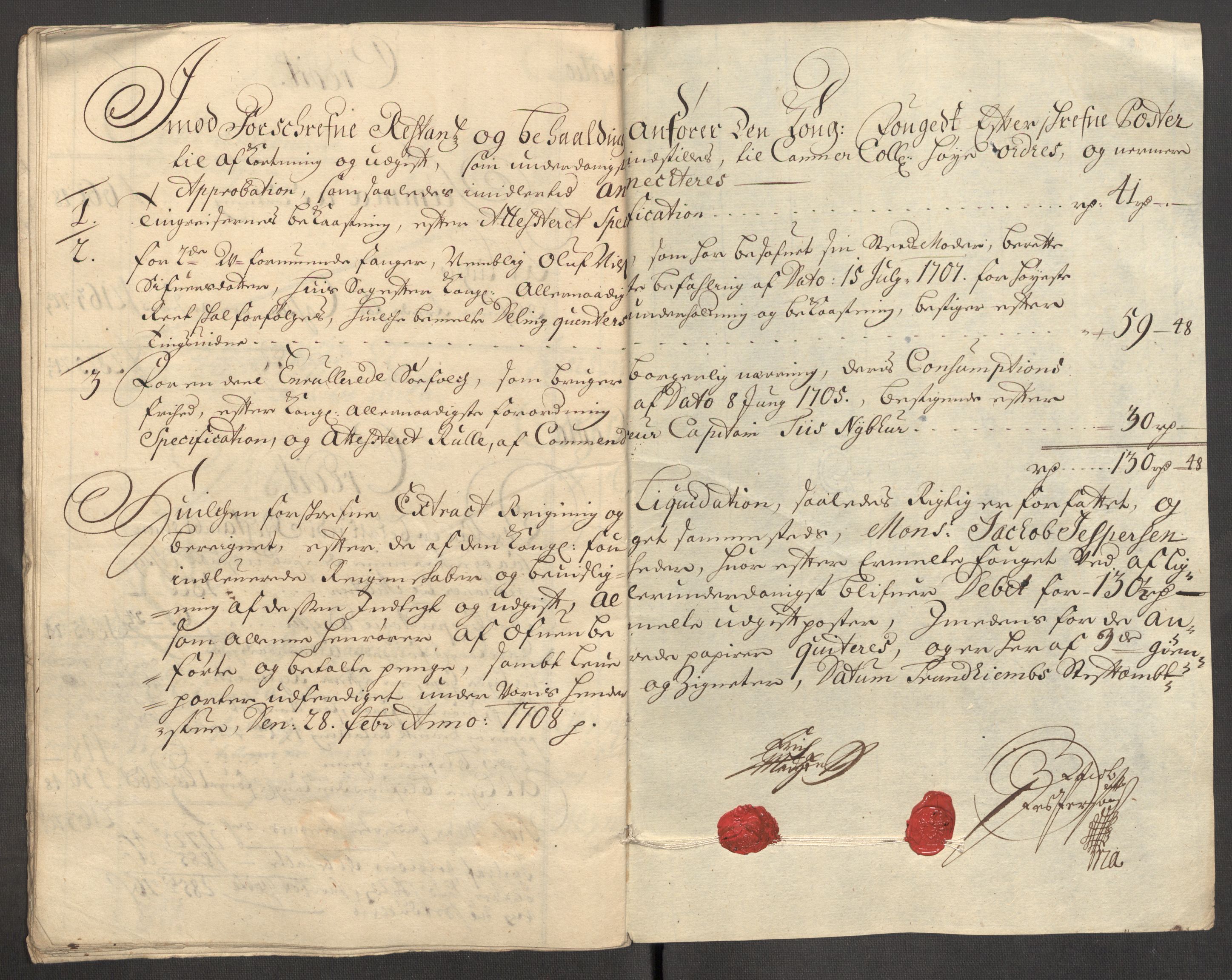 Rentekammeret inntil 1814, Reviderte regnskaper, Fogderegnskap, AV/RA-EA-4092/R64/L4430: Fogderegnskap Namdal, 1707-1708, p. 22