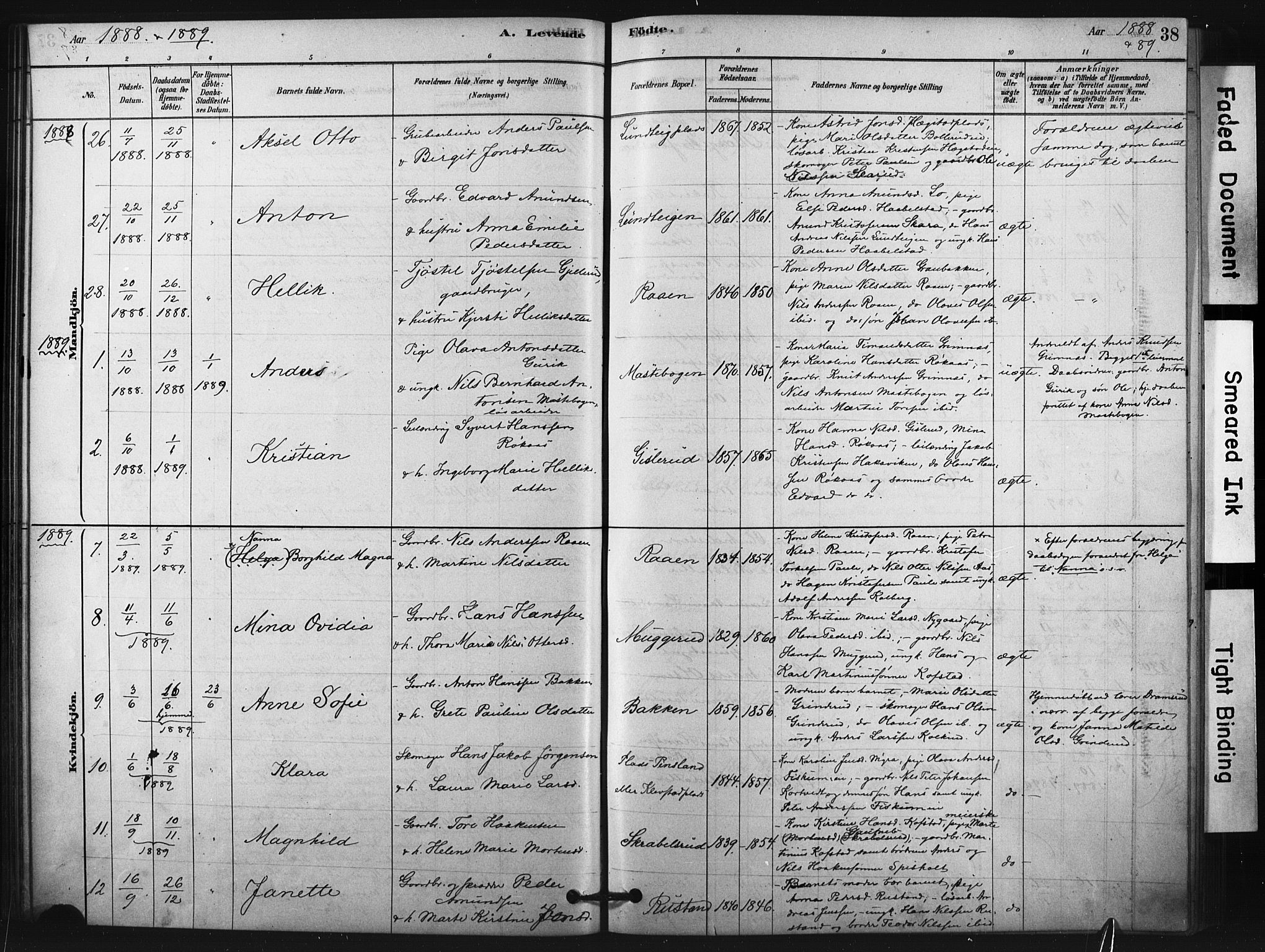 Fiskum kirkebøker, AV/SAKO-A-15/F/Fa/L0002: Parish register (official) no. 2, 1878-1890, p. 38