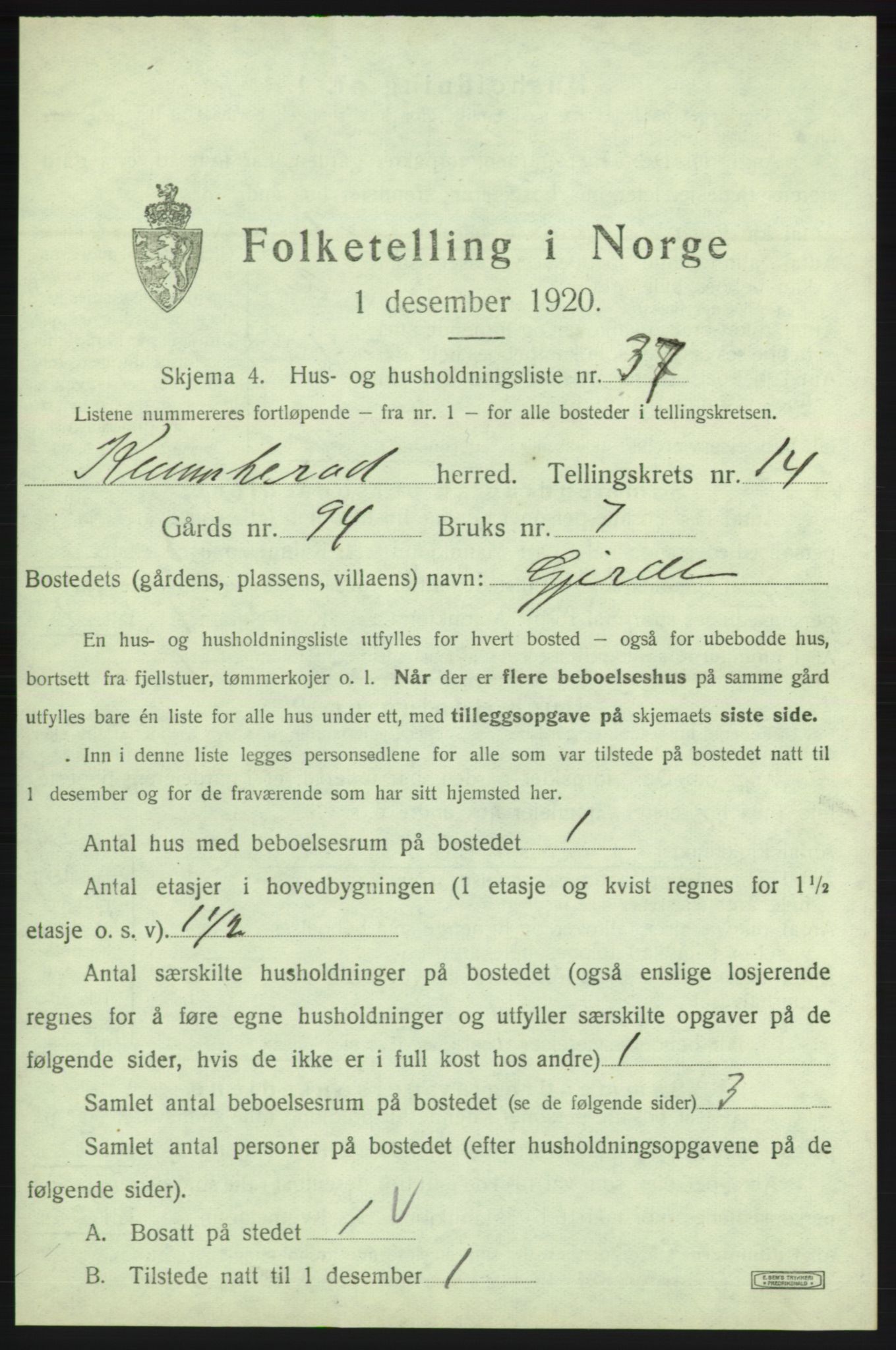 SAB, 1920 census for Kvinnherad, 1920, p. 1931